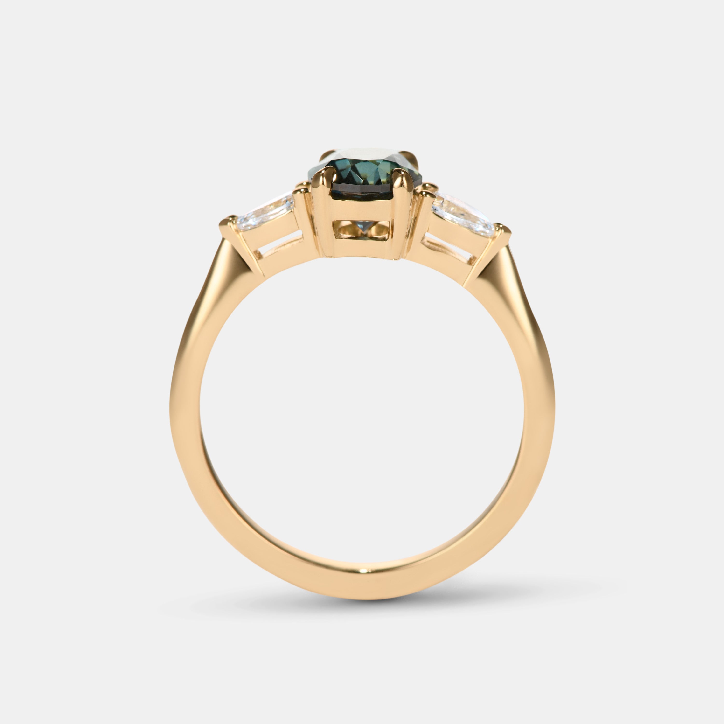 Aurora Sapphire Three Stone Engagement Ring
