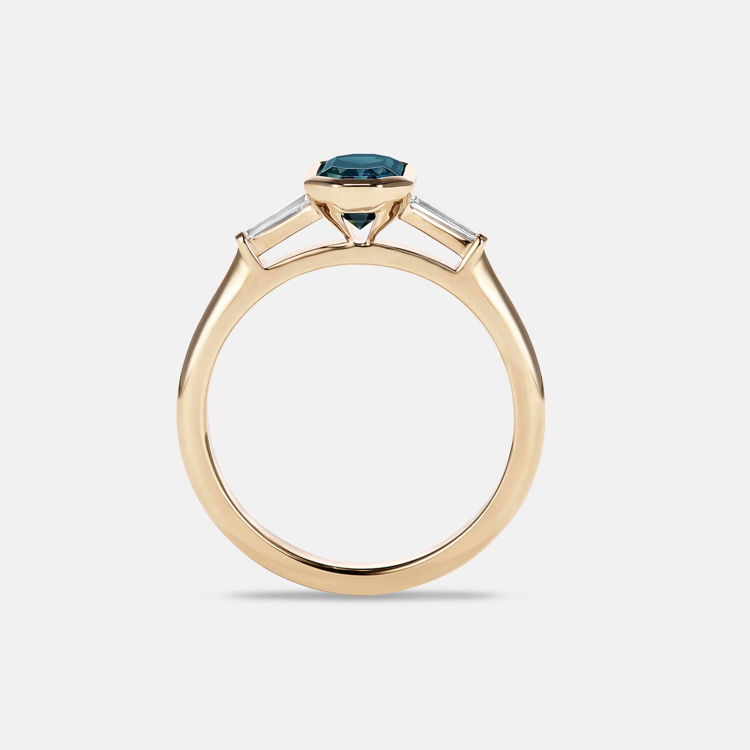 Barbara 1.36ct Emerald Cut Sapphire Three Stone Engagement Ring
