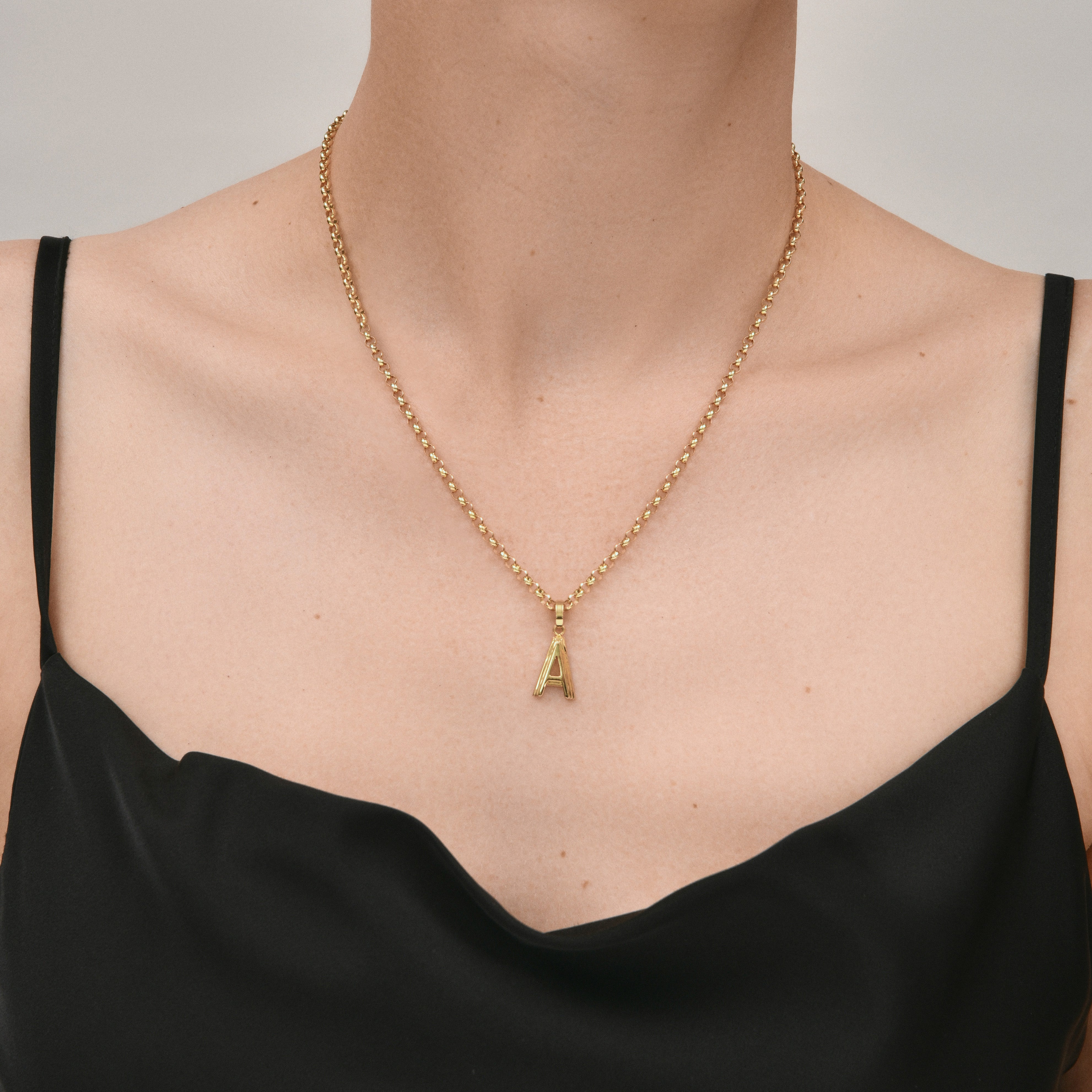 Contours Large Letter Pendant in Yellow Gold