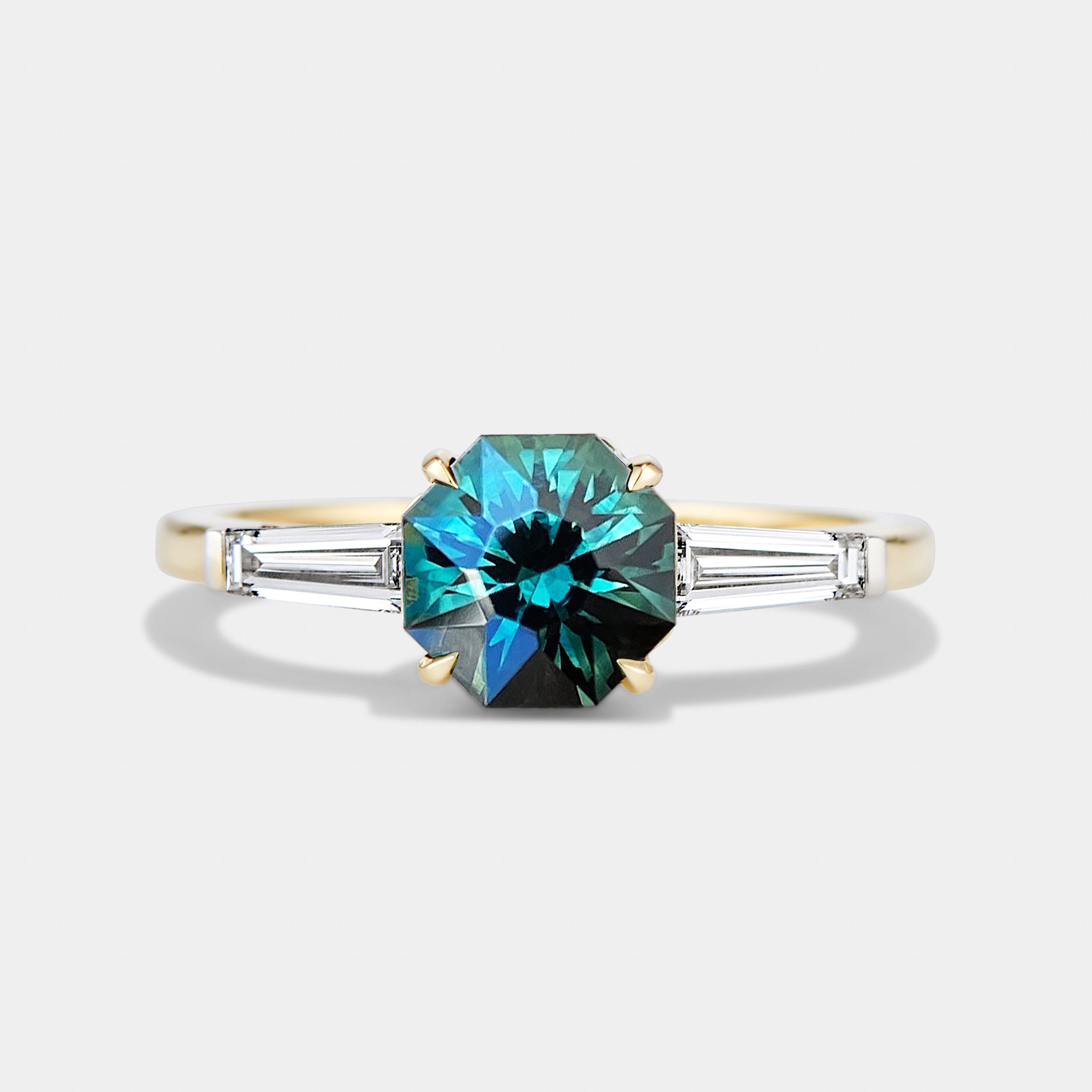 Barbara Sapphire Three Stone Engagement Ring