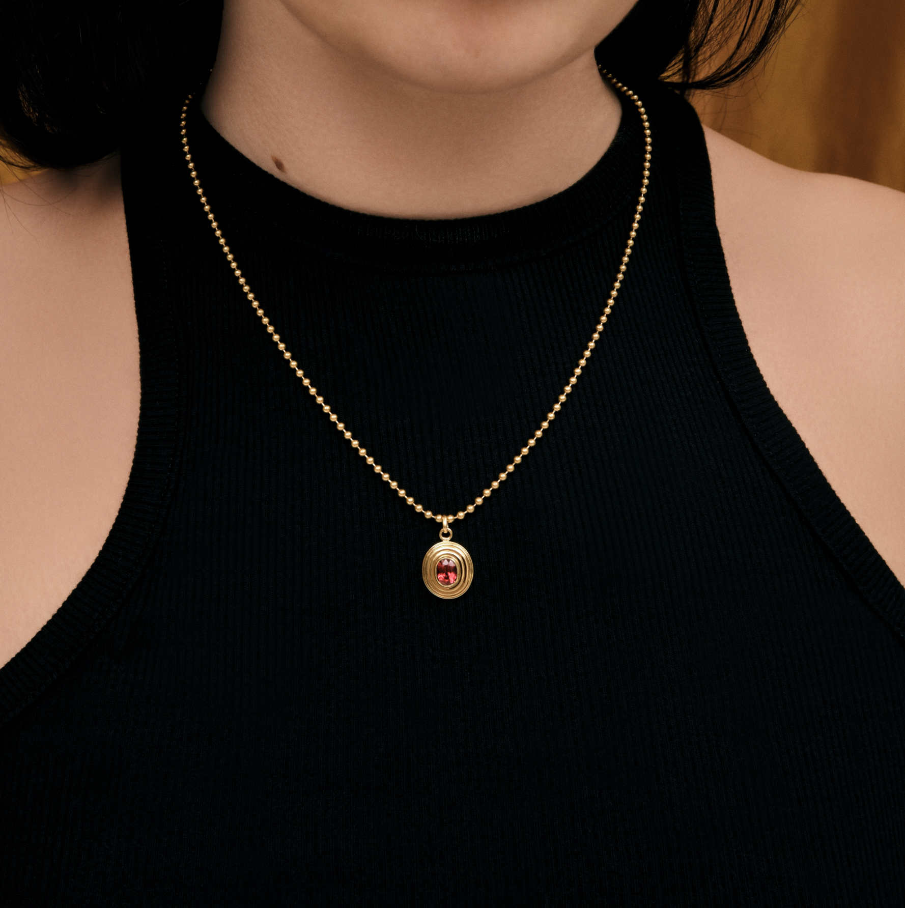Contours Pendant - 1.42ct Oval Cut Red Spinel