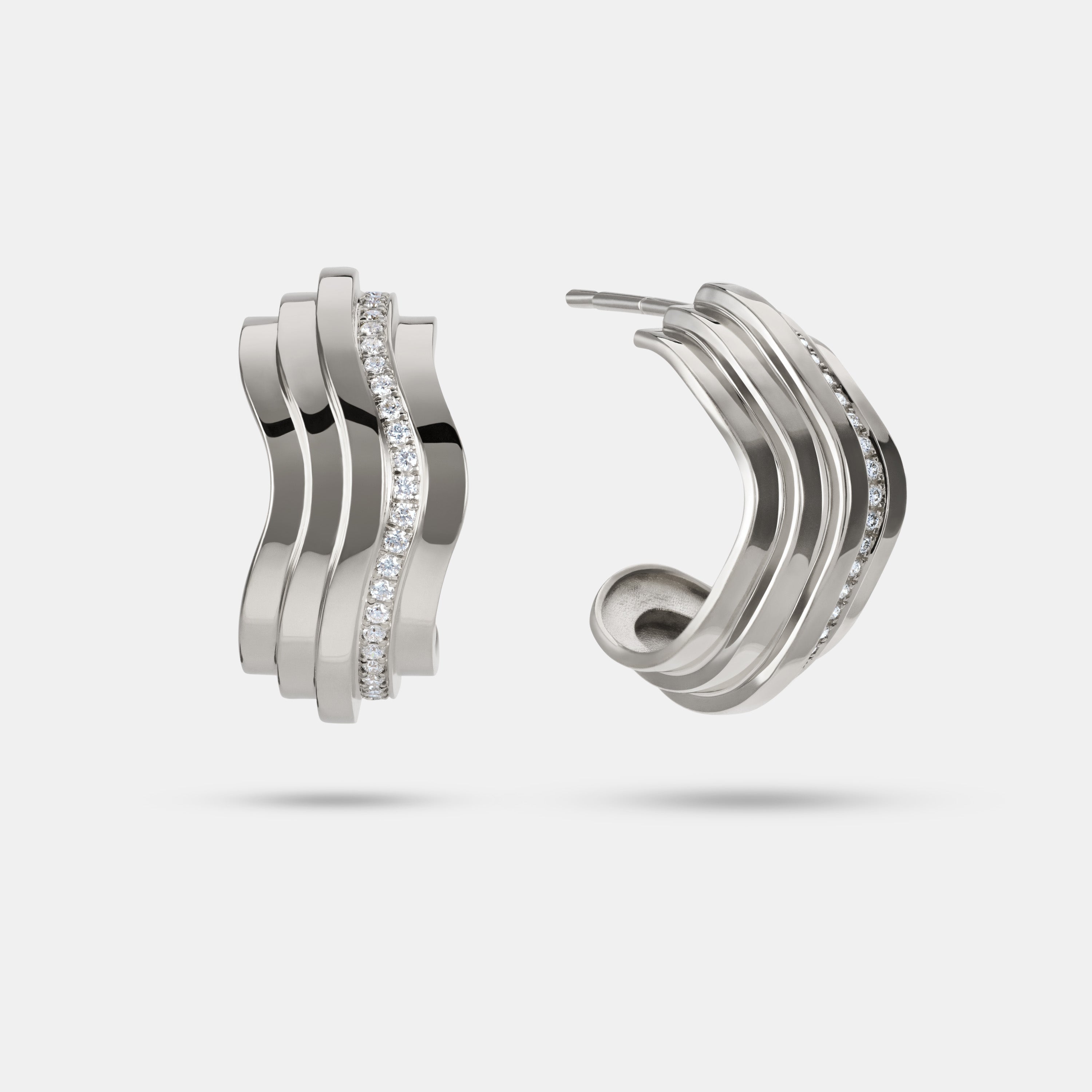 Contours Hoops Diamond in 18 Karat White Gold