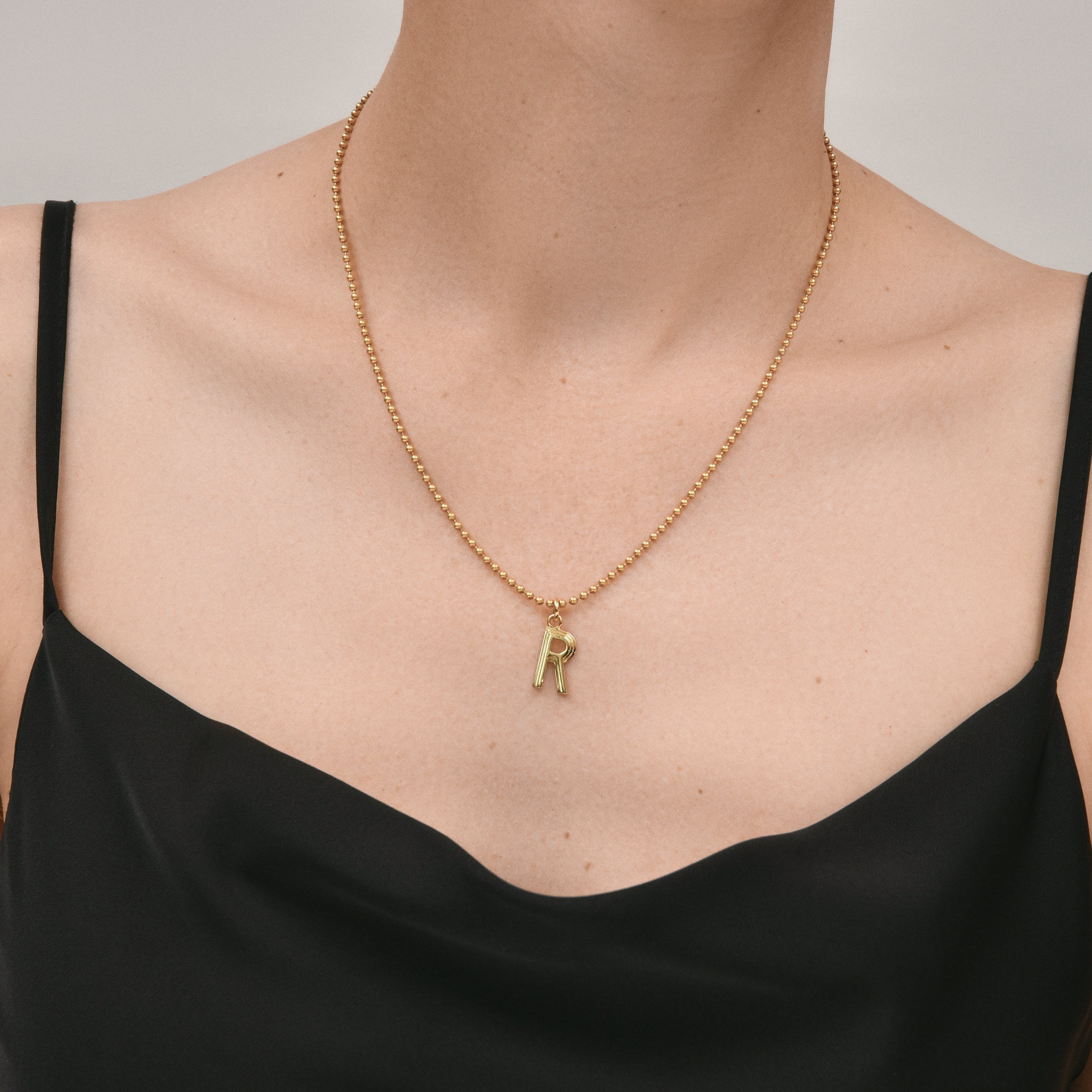 Contours Large Letter Pendant in Yellow Gold