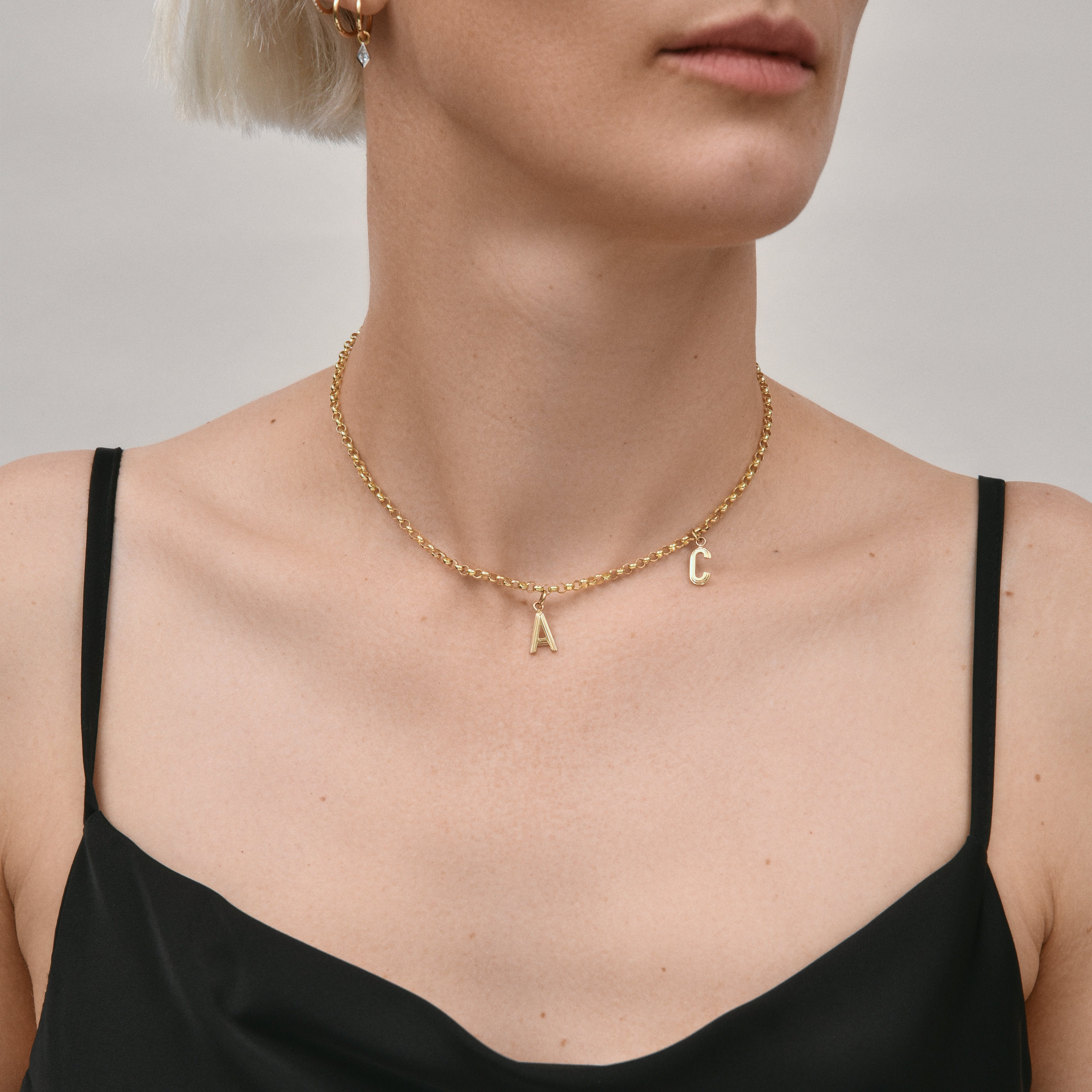 Contours Letter Pendant in Yellow Gold
