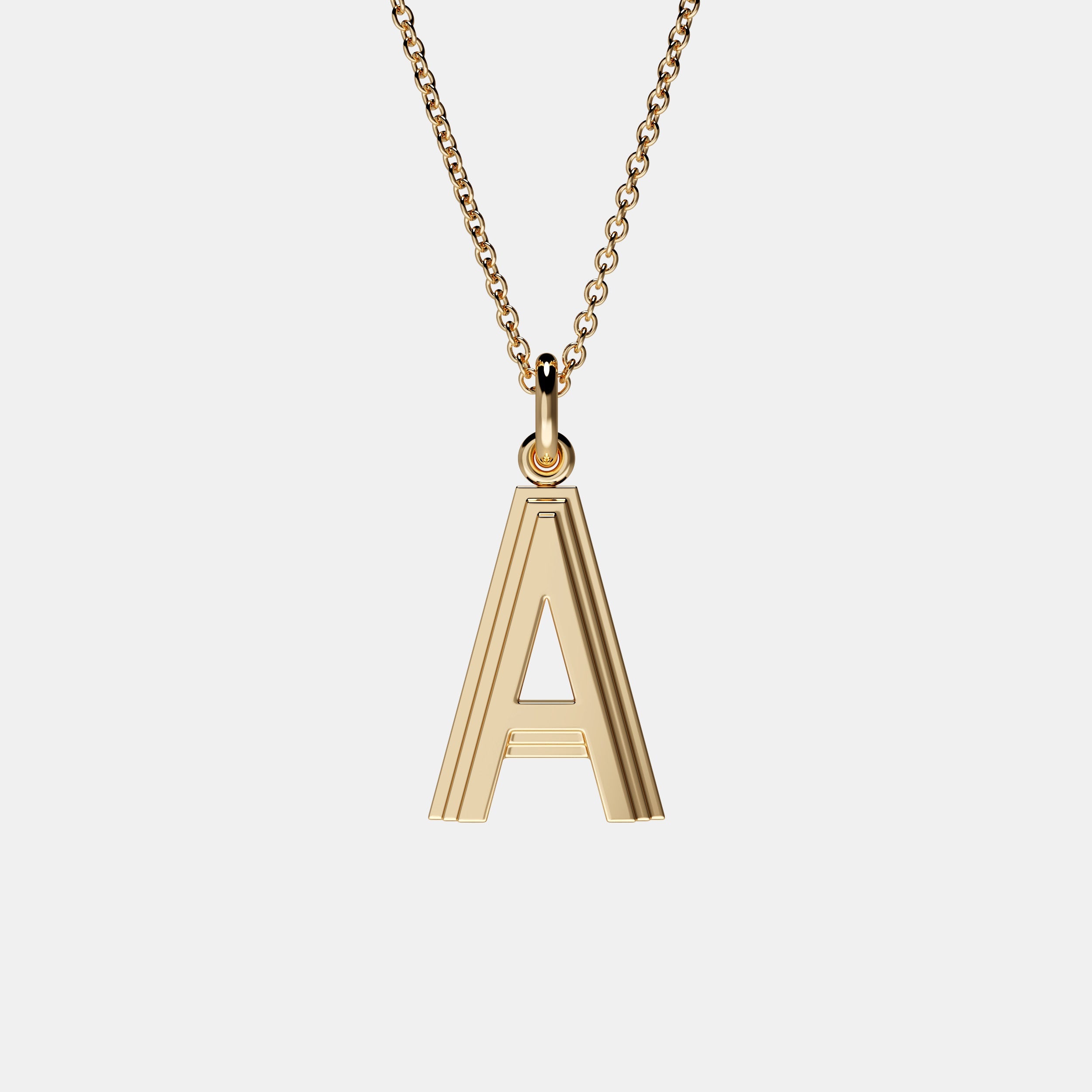 Contours Large Letter Pendant in Yellow Gold