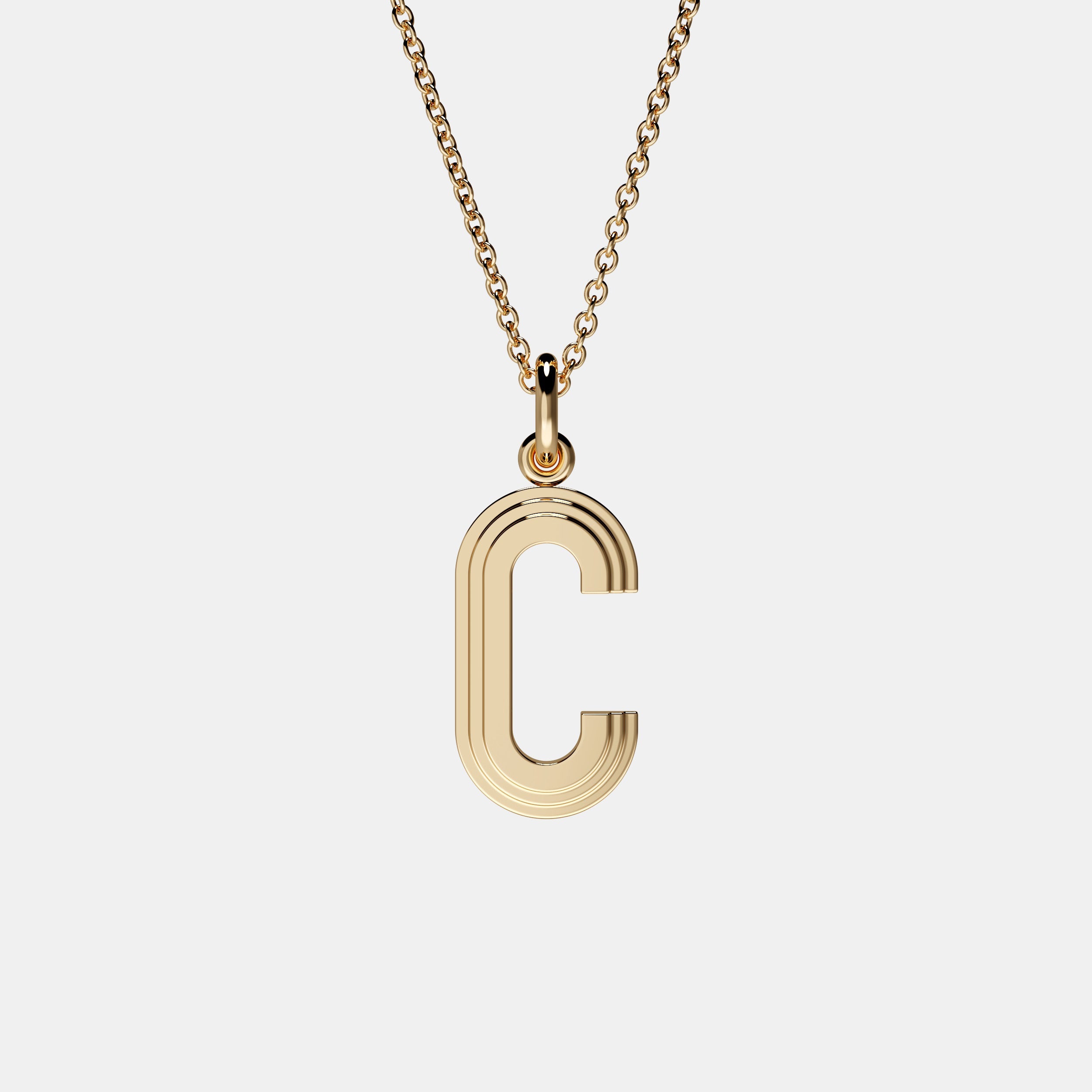Contours Large Letter Pendant in Yellow Gold
