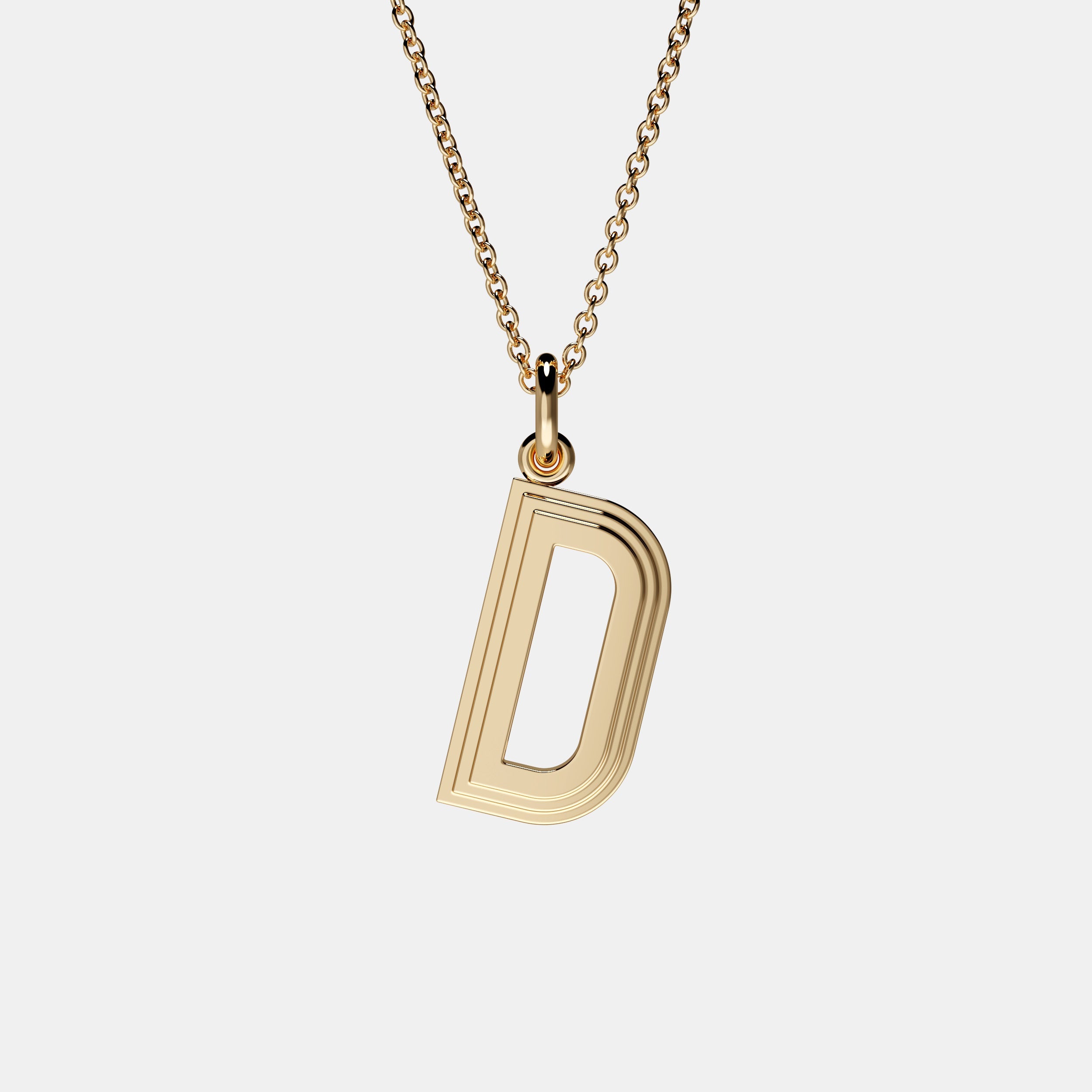 Contours Large Letter Pendant in Yellow Gold