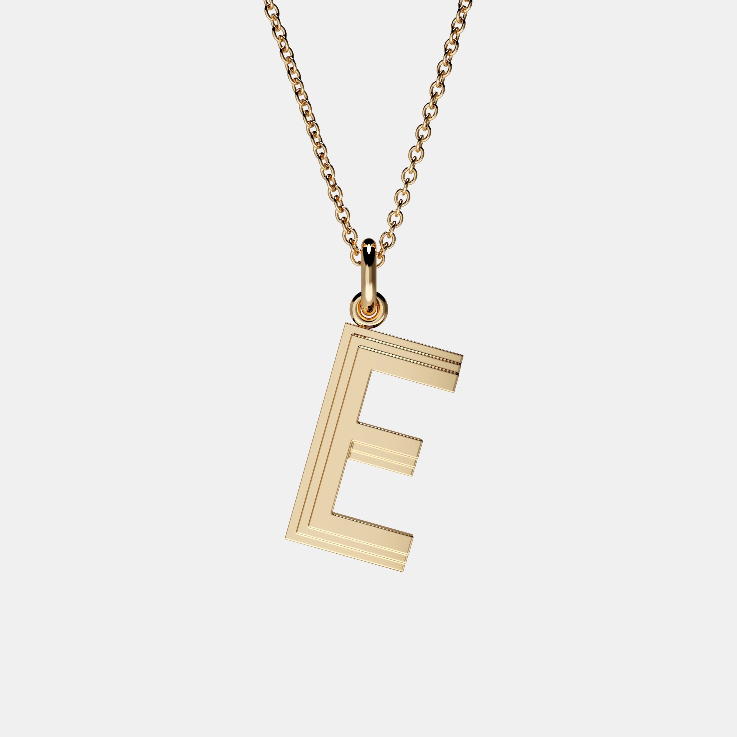 Contours Large Letter Pendant in Yellow Gold