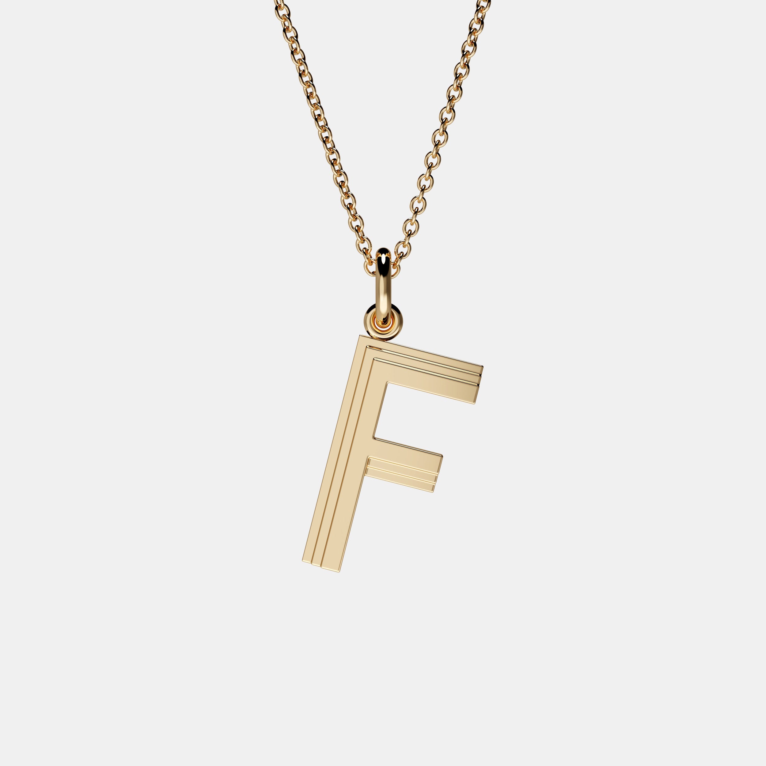 Contours Large Letter Pendant in Yellow Gold
