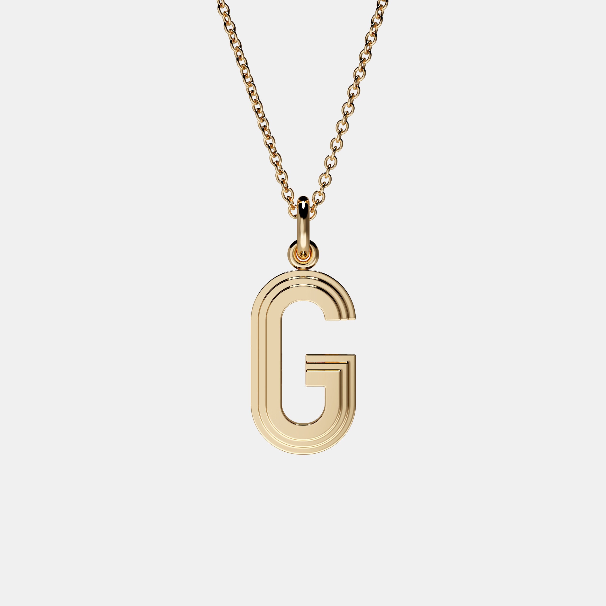 Contours Large Letter Pendant in Yellow Gold