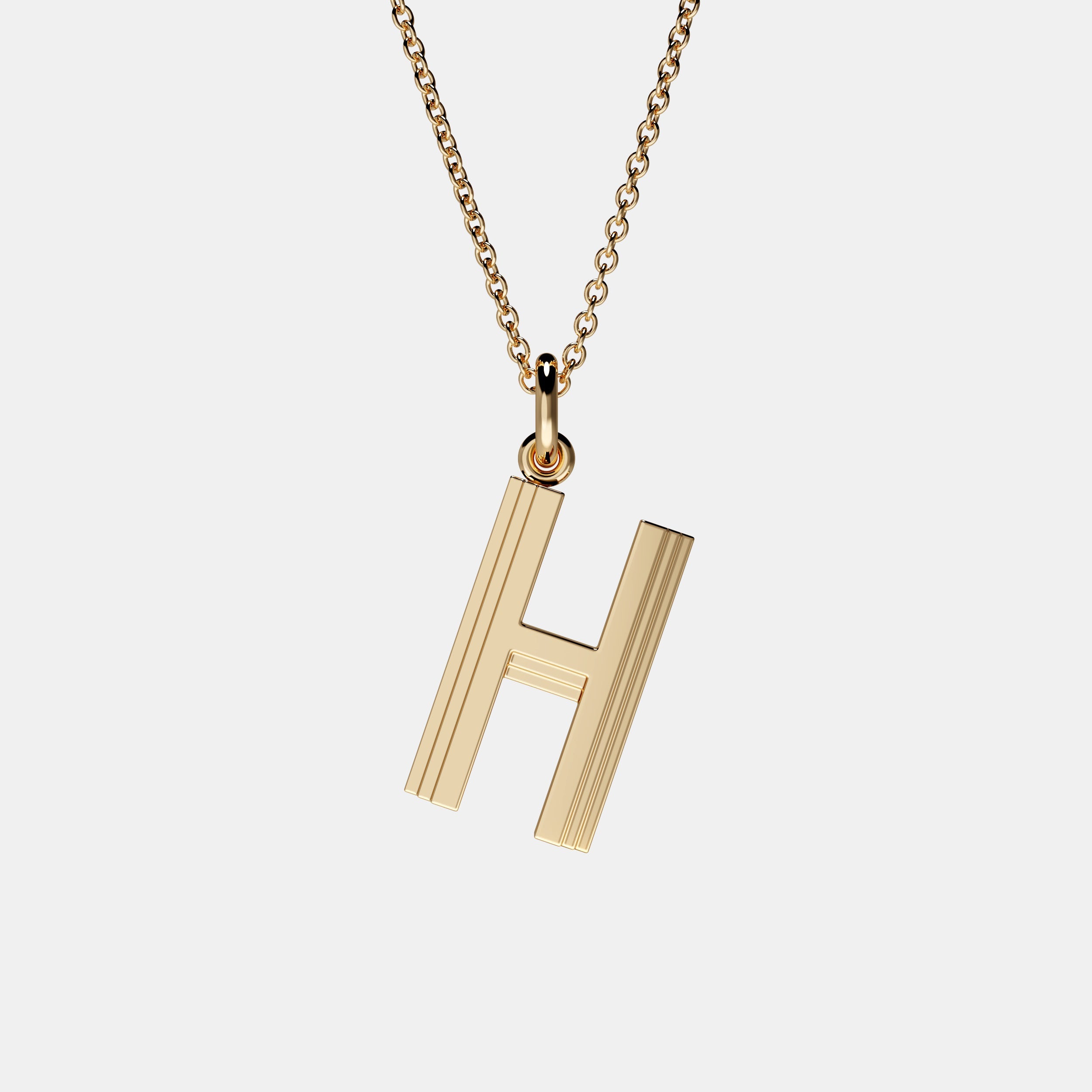 Contours Large Letter Pendant in Yellow Gold