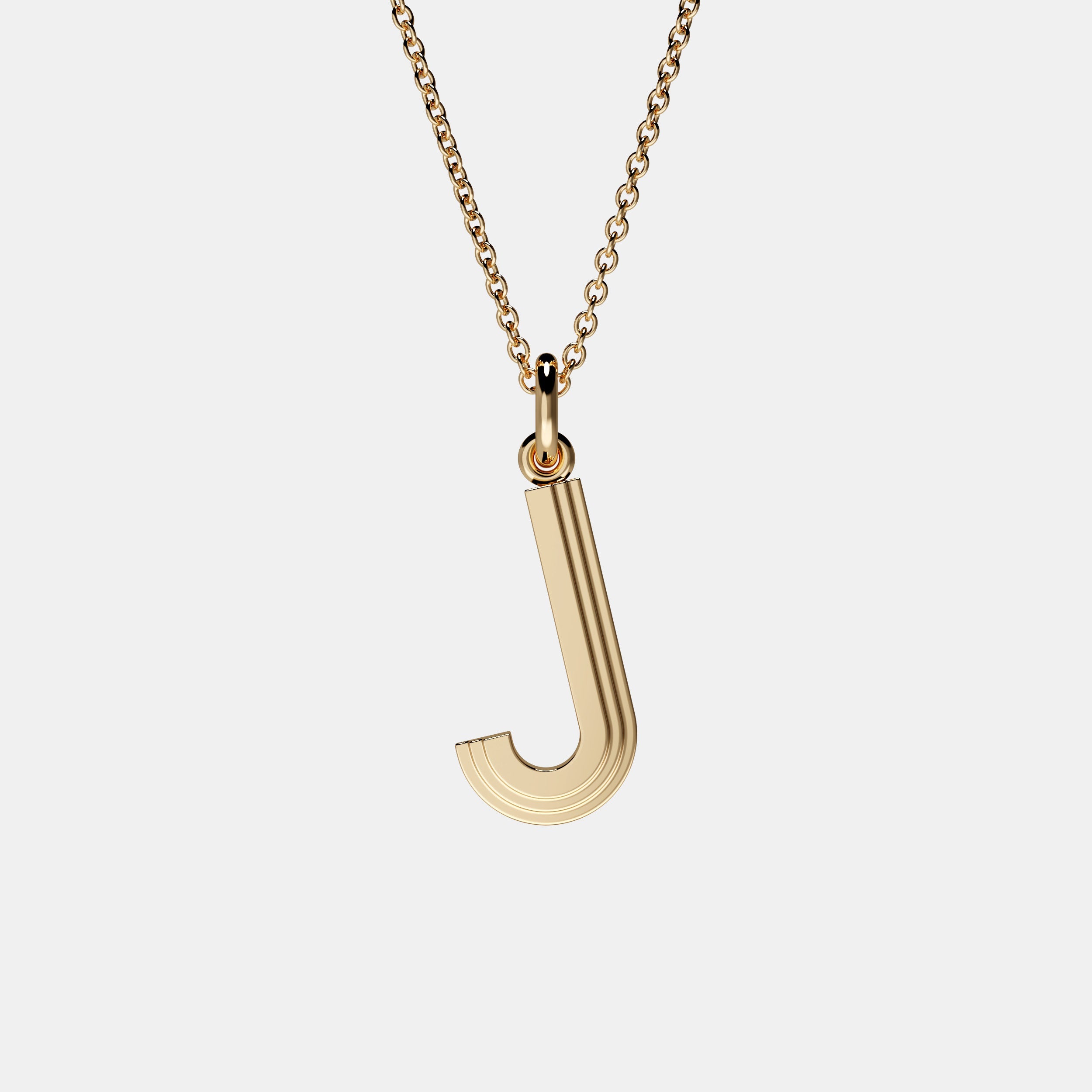 Contours Large Letter Pendant in Yellow Gold