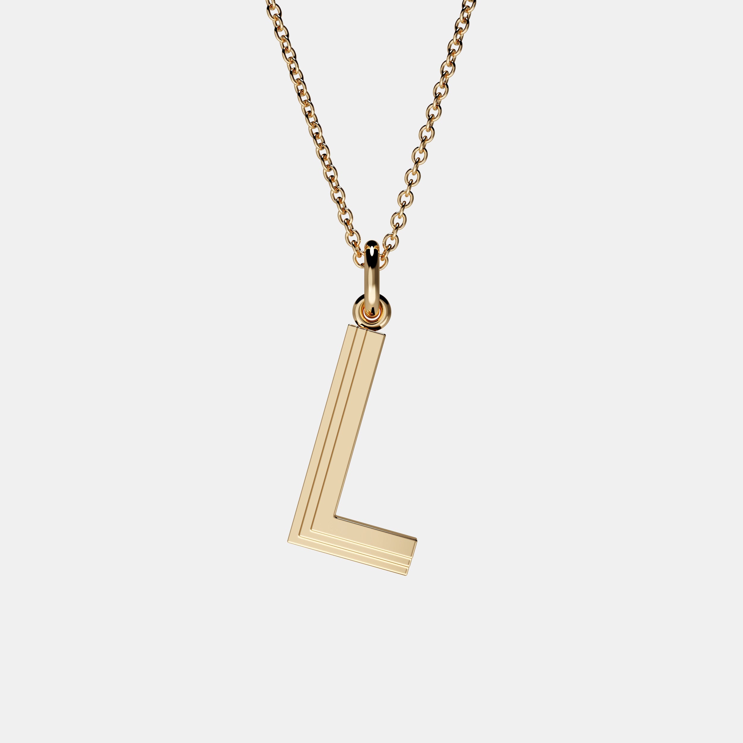 Contours Large Letter Pendant in Yellow Gold