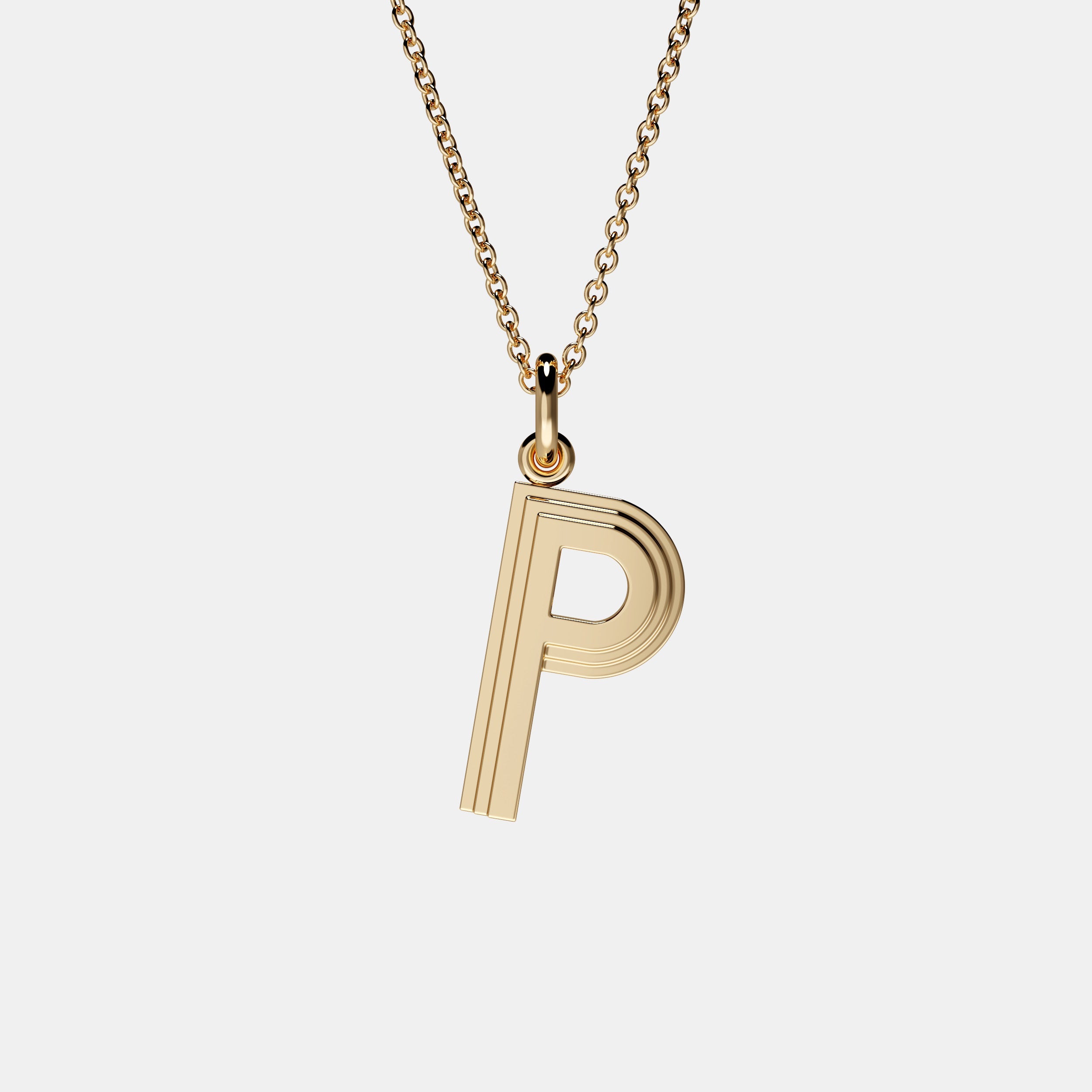 Contours Large Letter Pendant in Yellow Gold