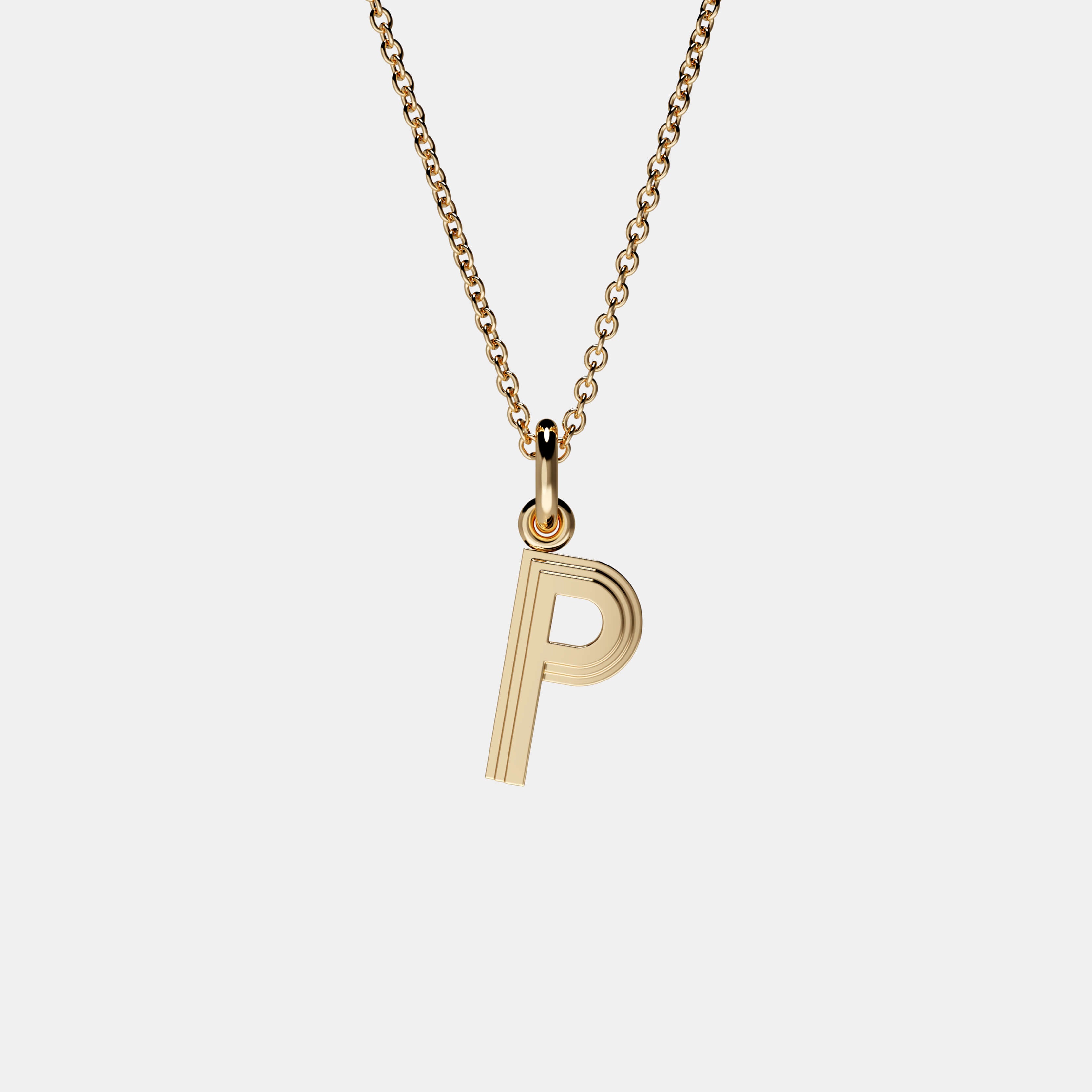Contours Letter Pendant in Yellow Gold