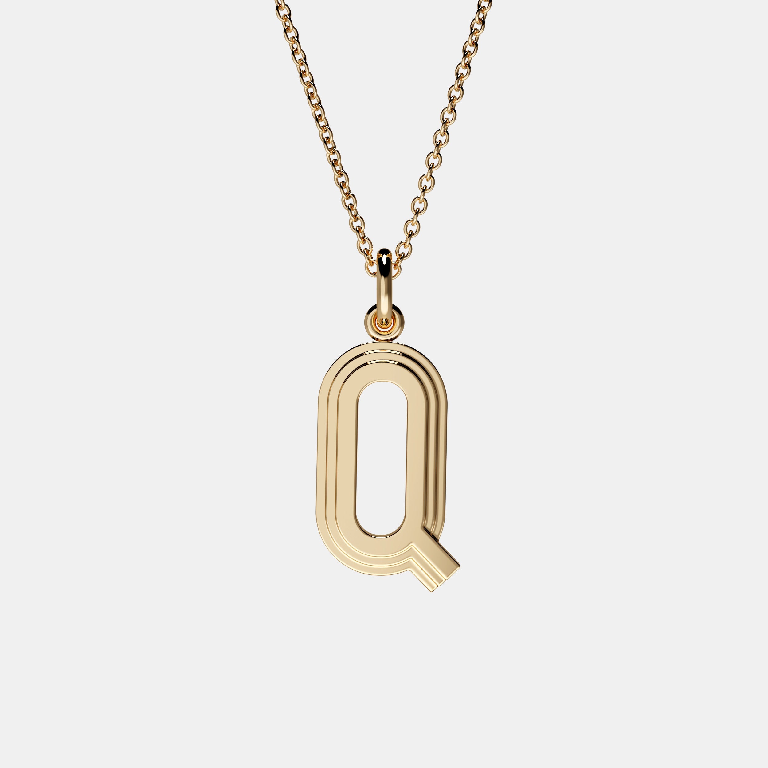 Contours Large Letter Pendant in Yellow Gold