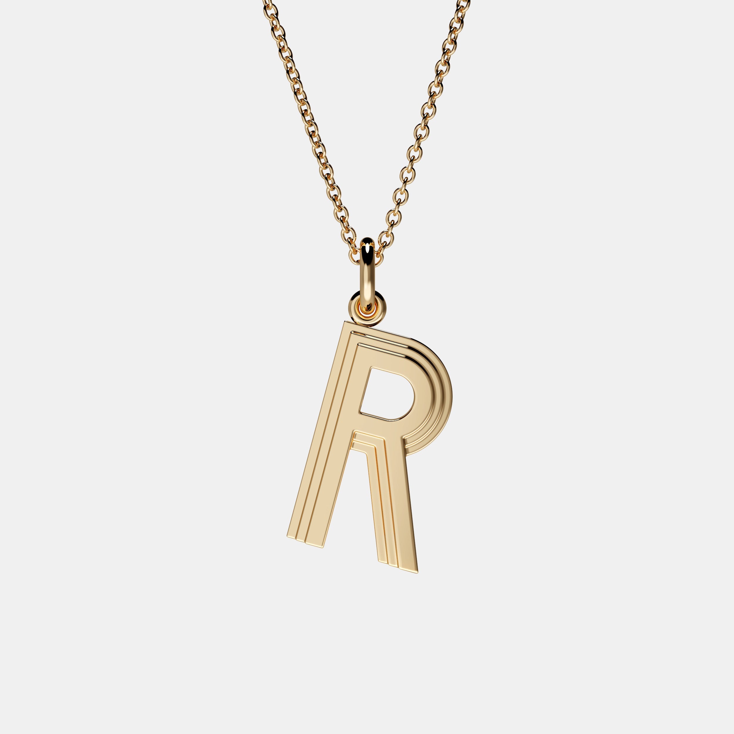 Contours Large Letter Pendant in Yellow Gold