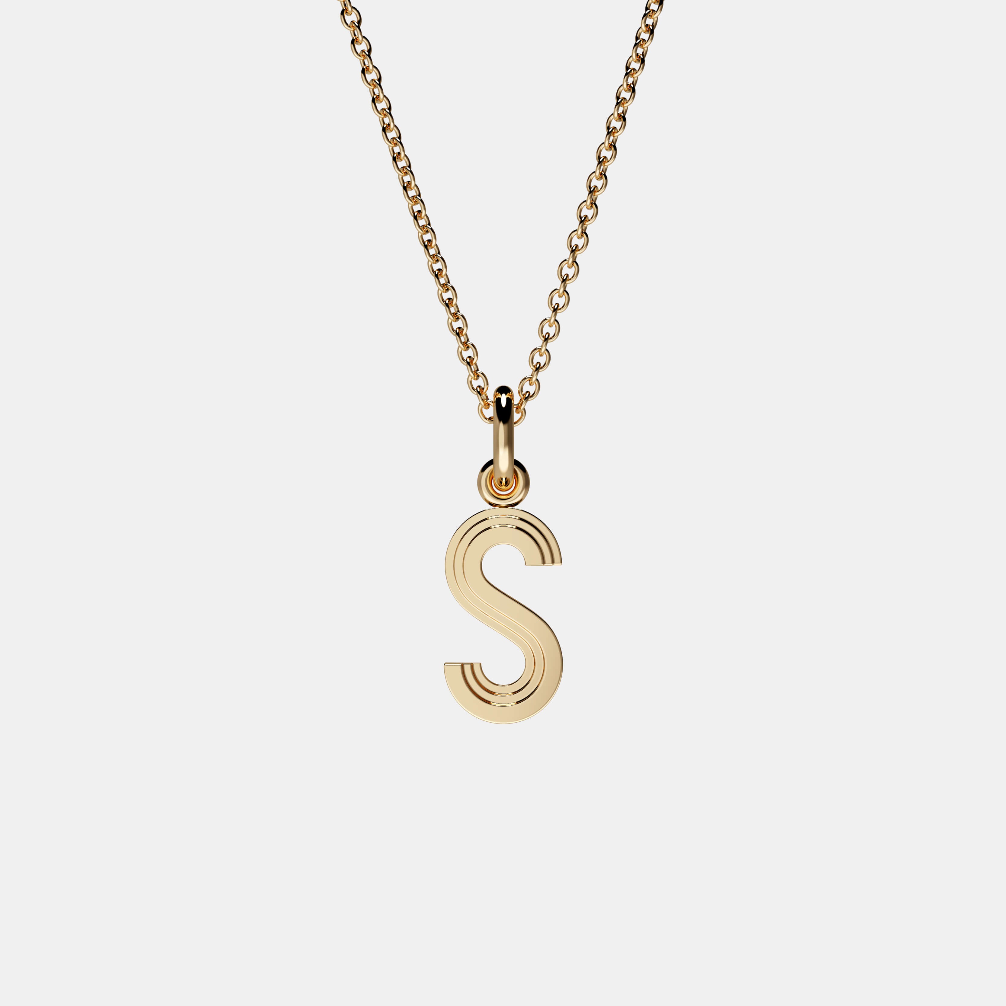 Contours Letter Pendant in Yellow Gold