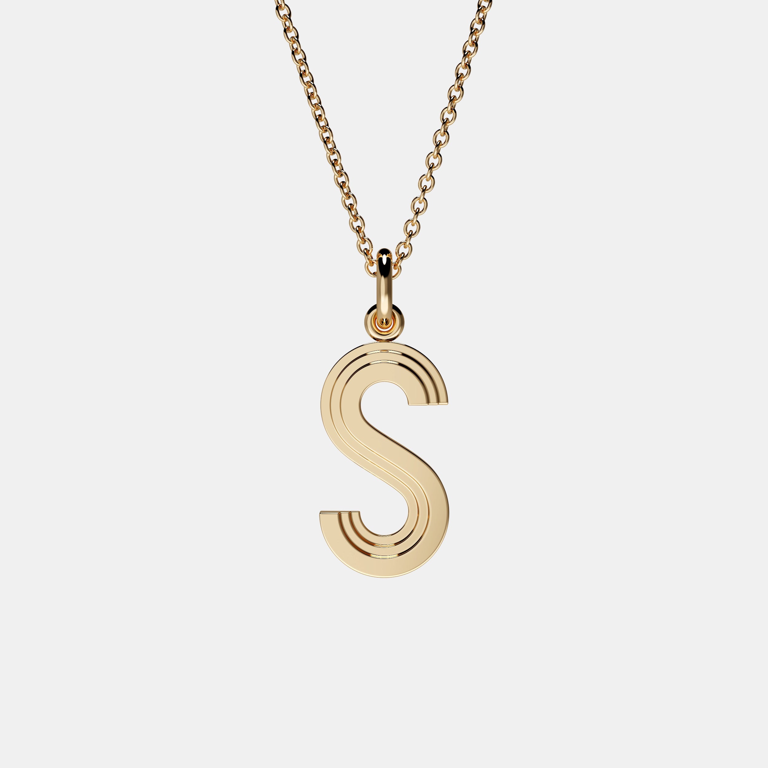 Contours Large Letter Pendant in Yellow Gold