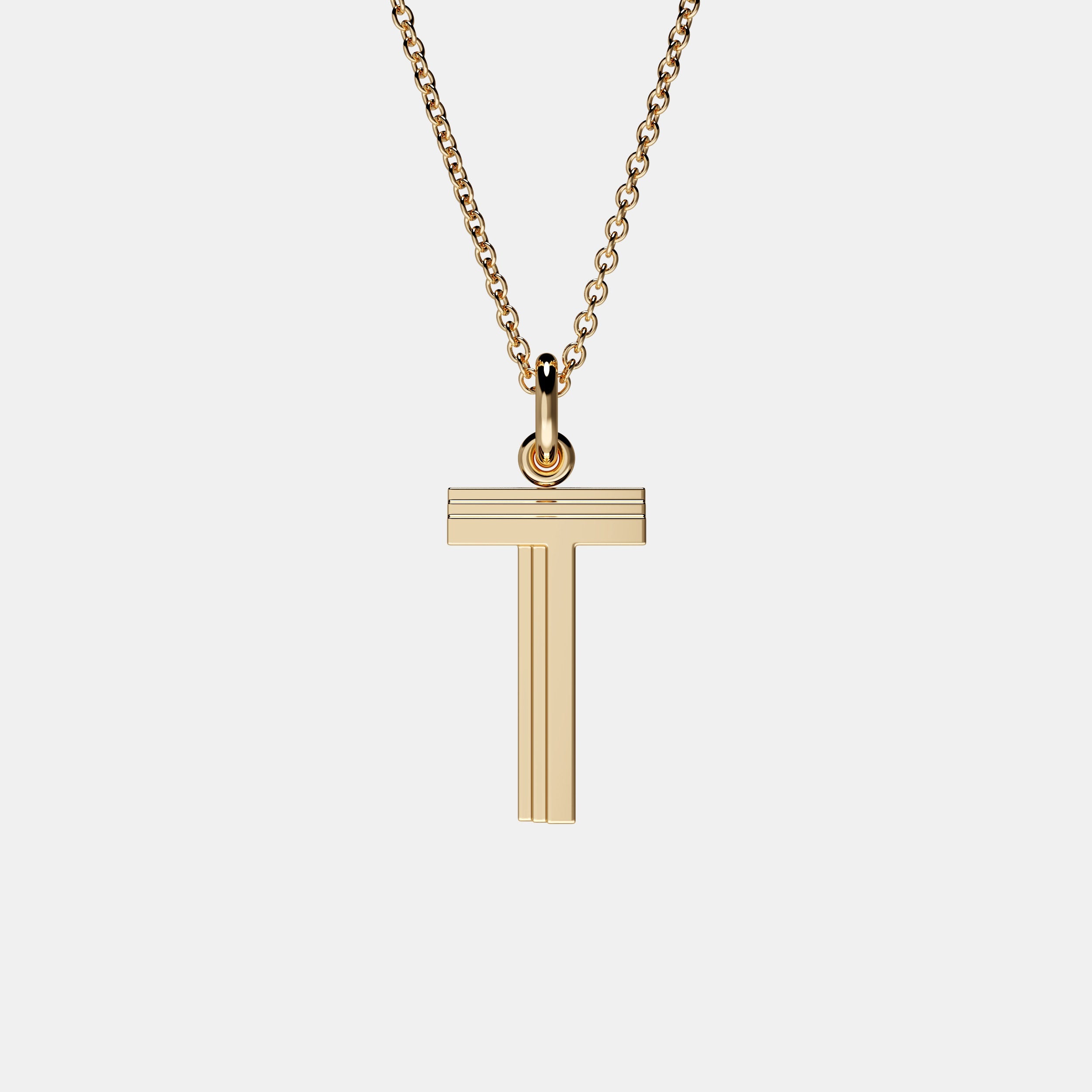 Contours Large Letter Pendant in Yellow Gold
