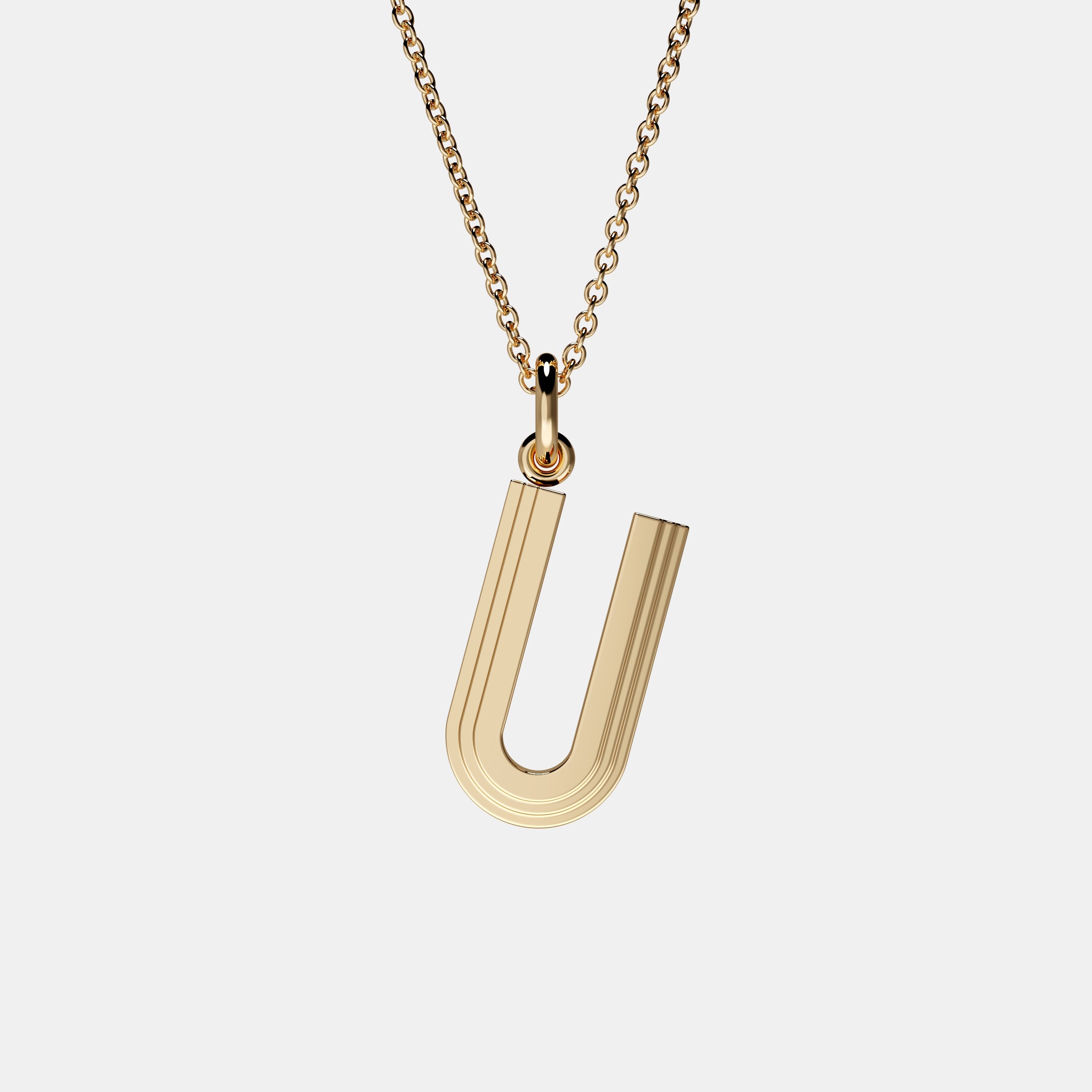 Contours Large Letter Pendant in Yellow Gold
