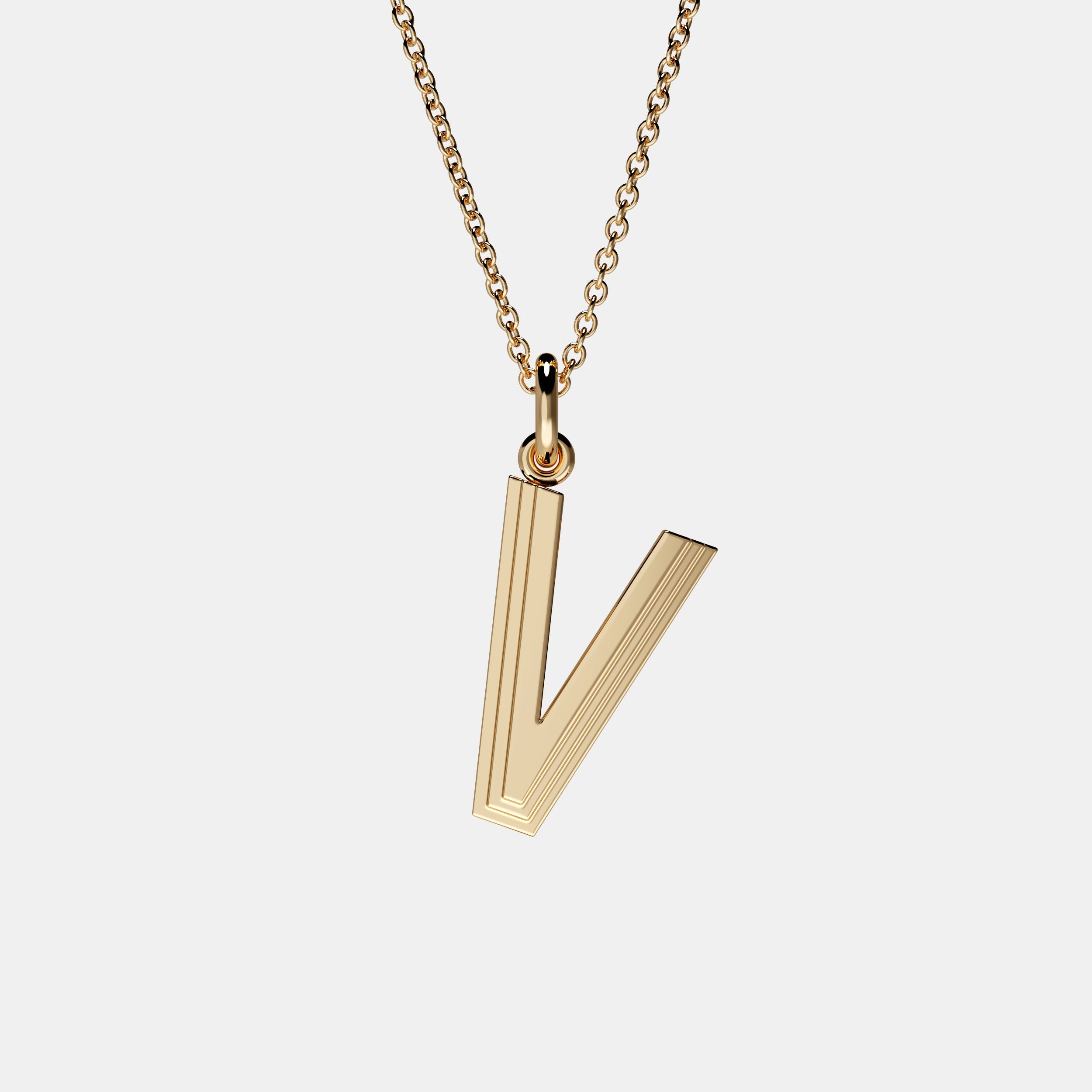 Contours Large Letter Pendant in Yellow Gold
