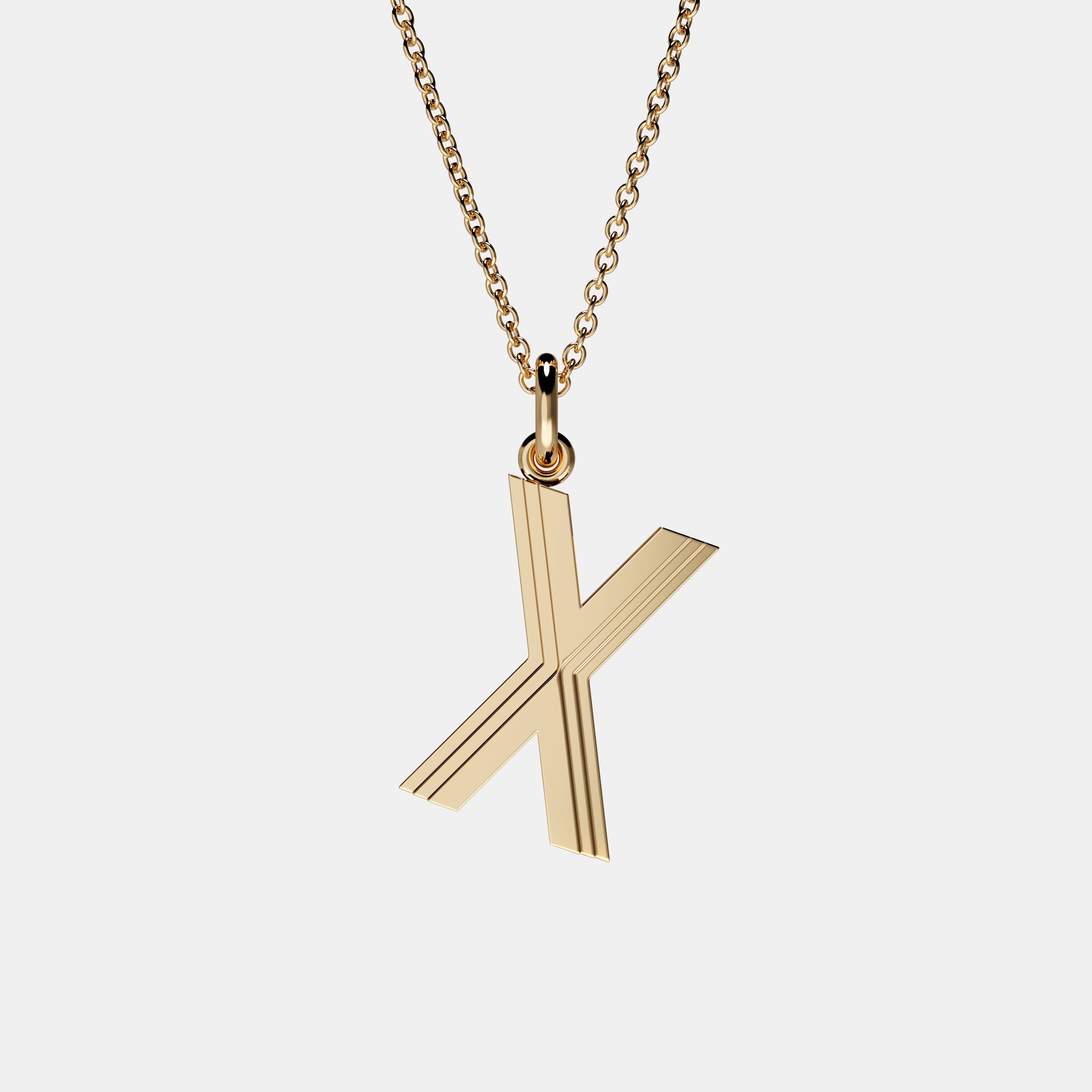 Contours Large Letter Pendant in Yellow Gold