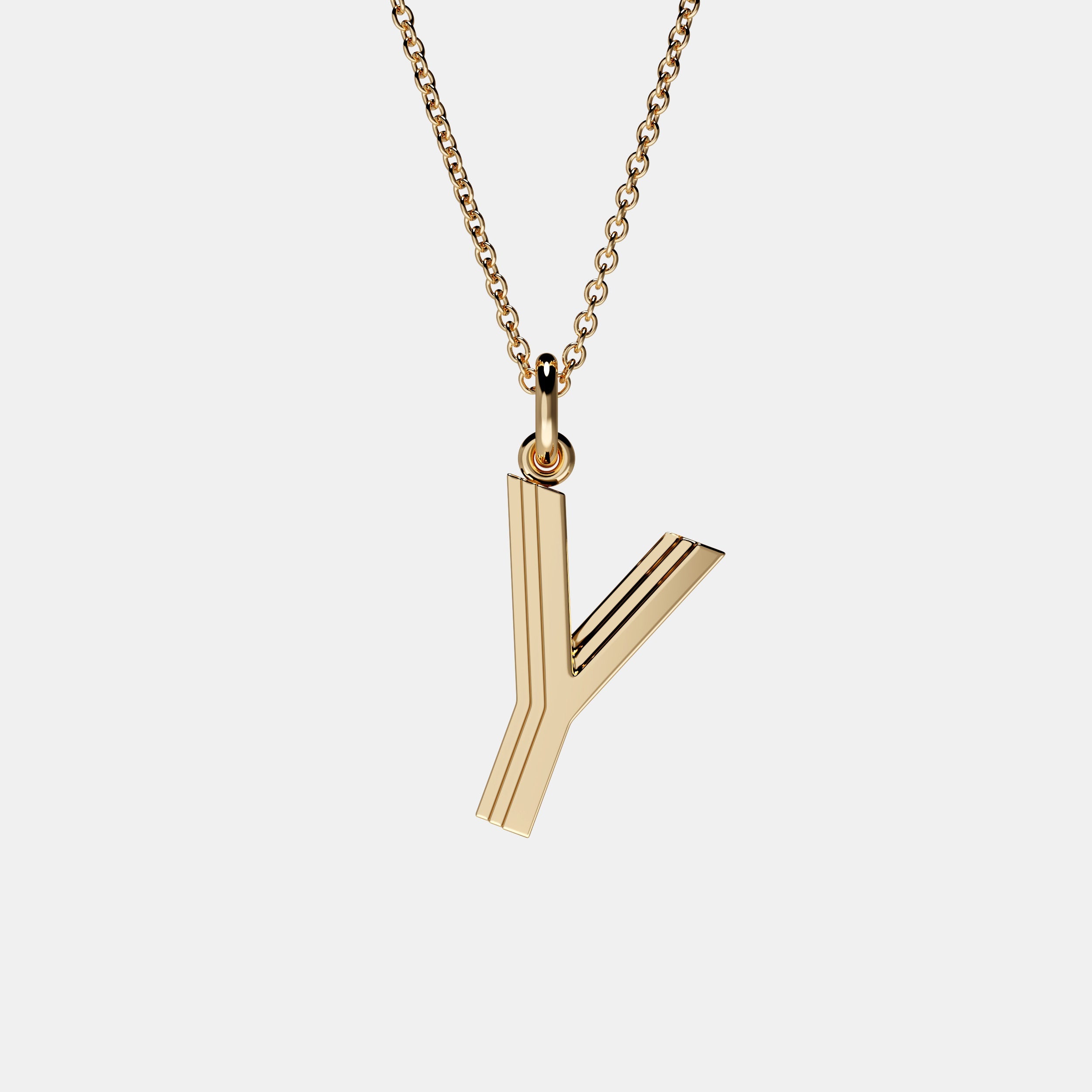 Contours Large Letter Pendant in Yellow Gold