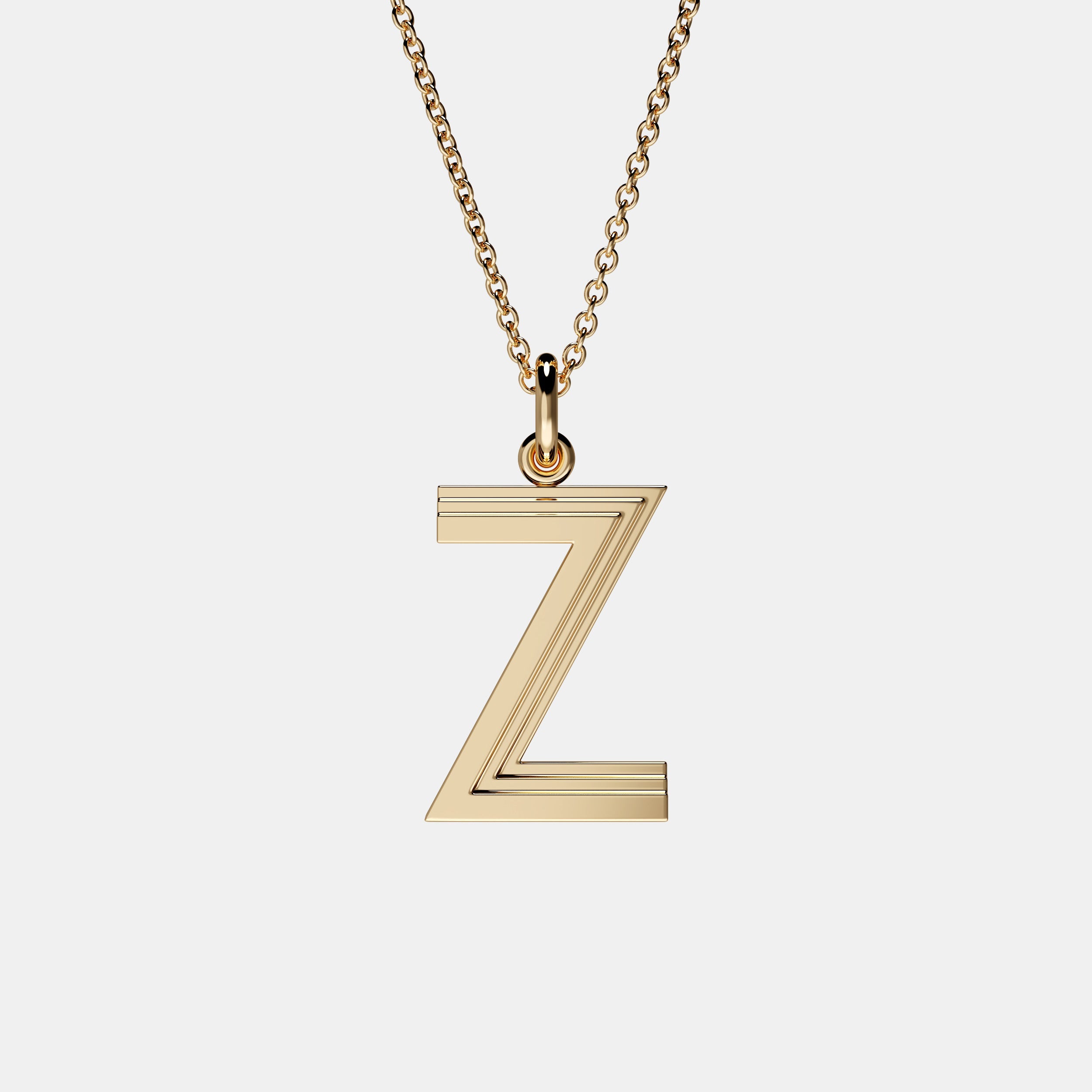 Contours Large Letter Pendant in Yellow Gold