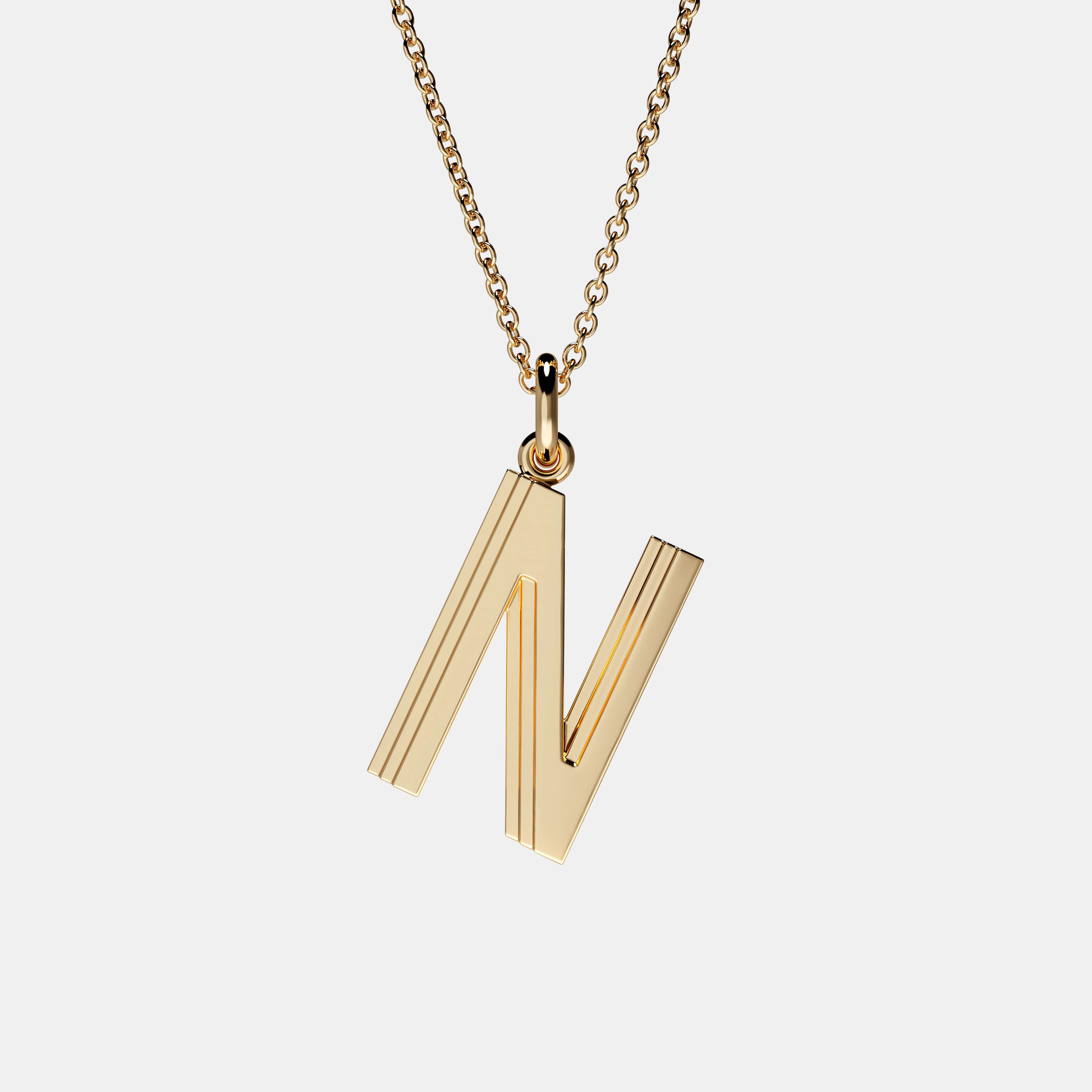 Contours Large Letter Pendant in Yellow Gold