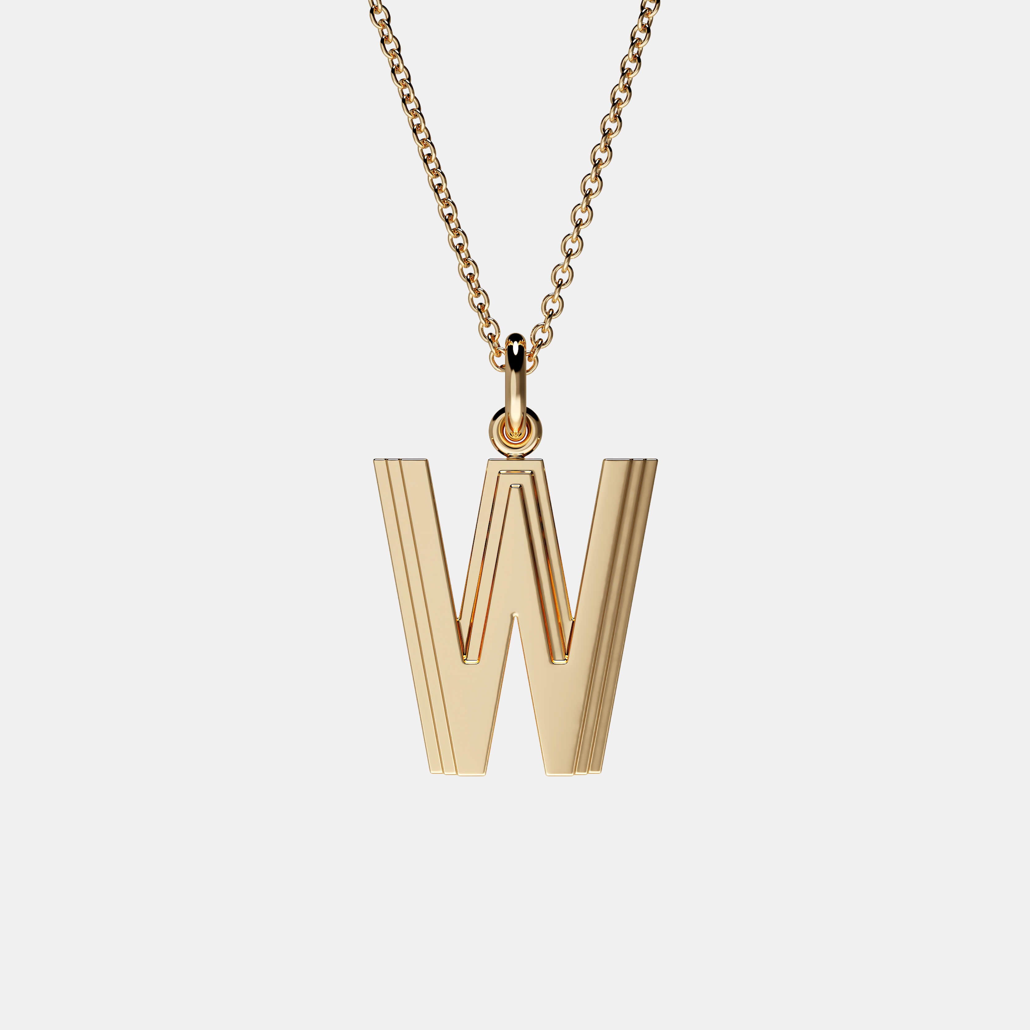 Contours Large Letter Pendant in Yellow Gold