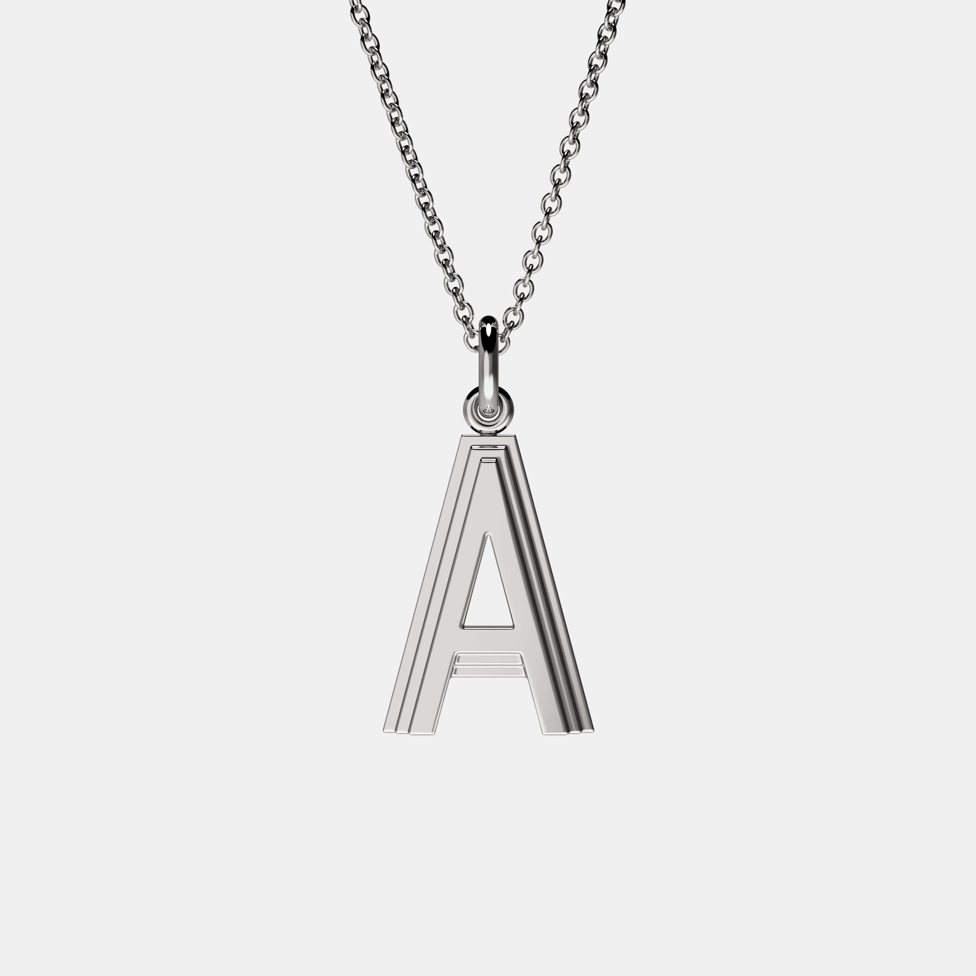 Contours Large Letter Pendant in White Gold