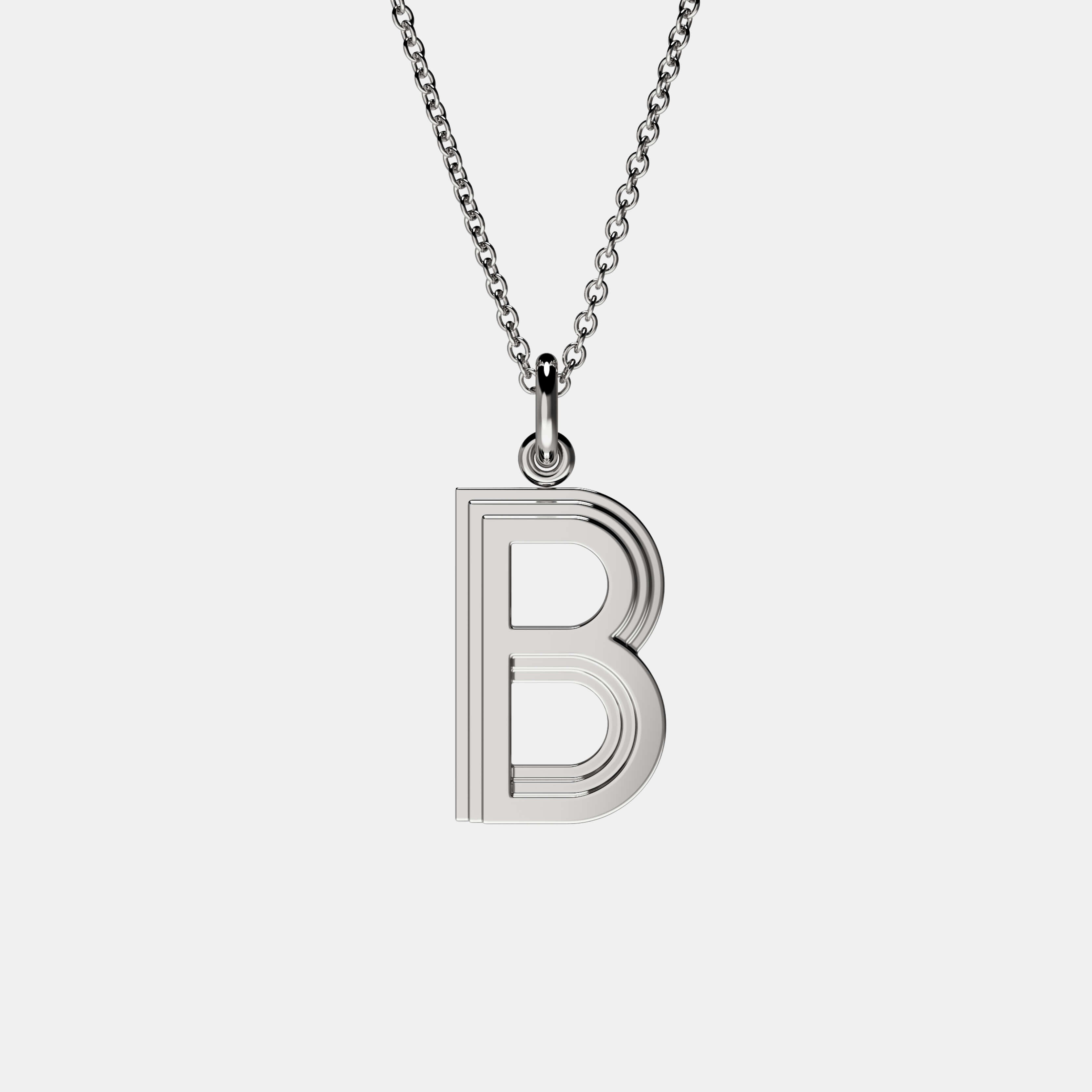 Contours Large Letter Pendant in White Gold
