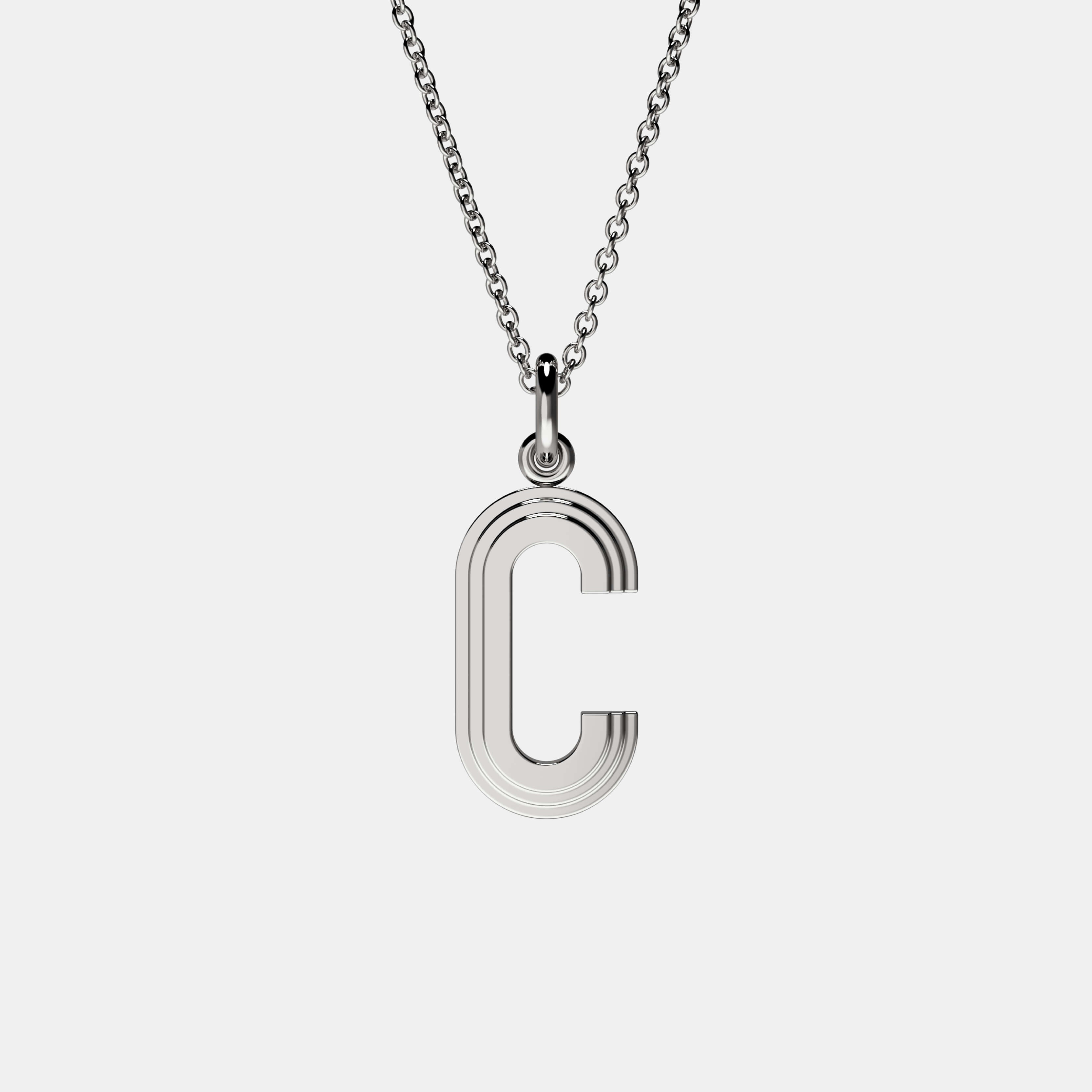 Contours Large Letter Pendant in White Gold