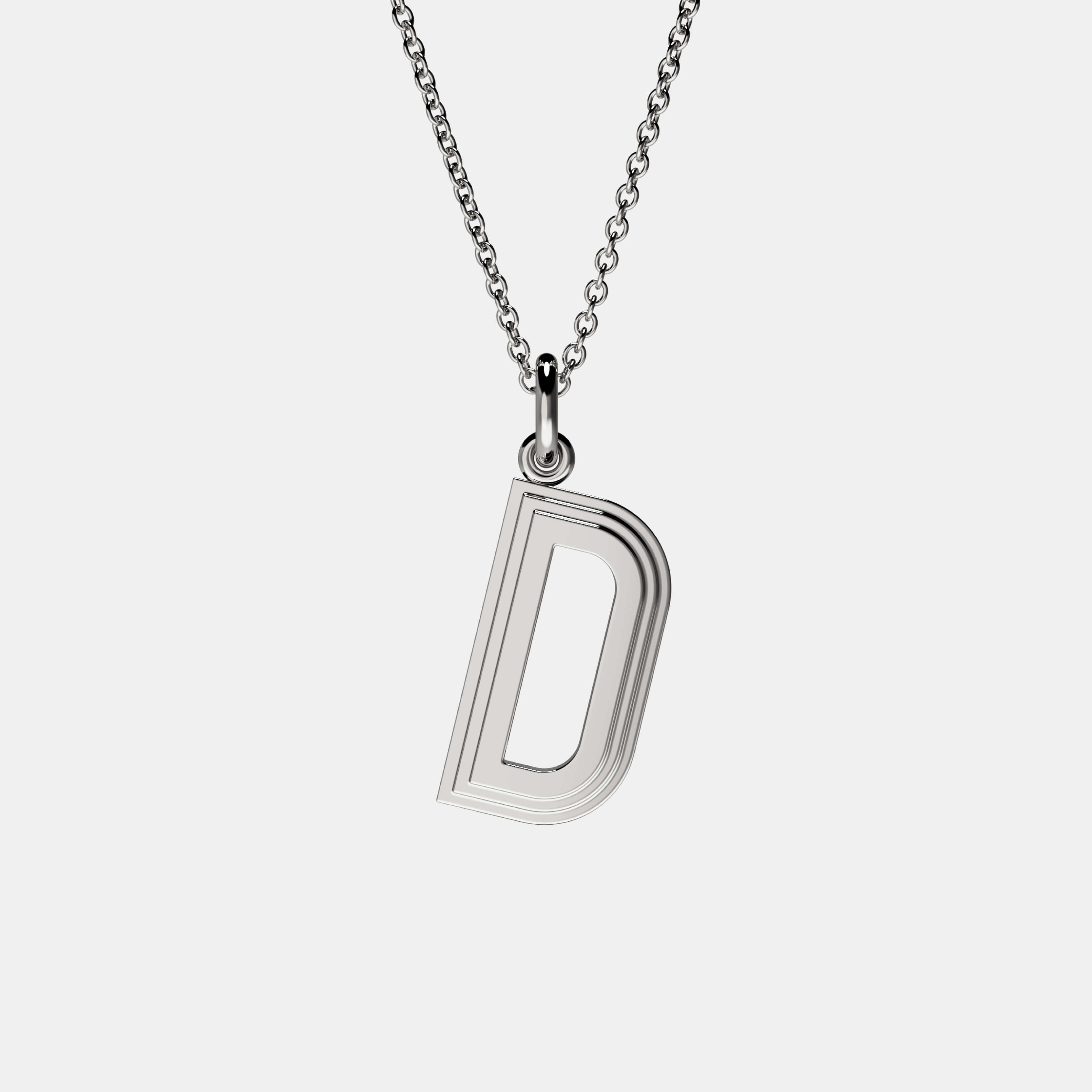 Contours Large Letter Pendant in White Gold