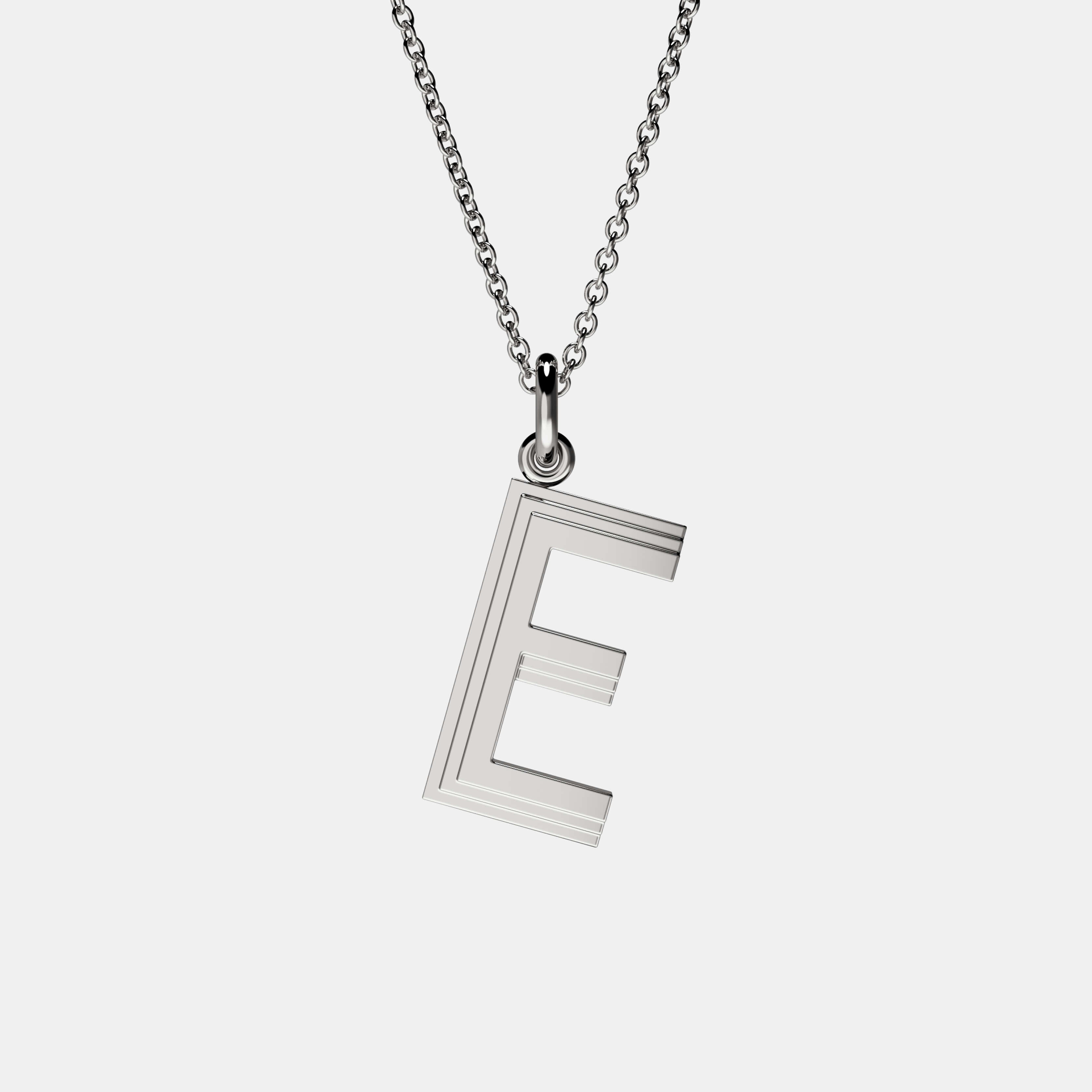 Contours Large Letter Pendant in White Gold