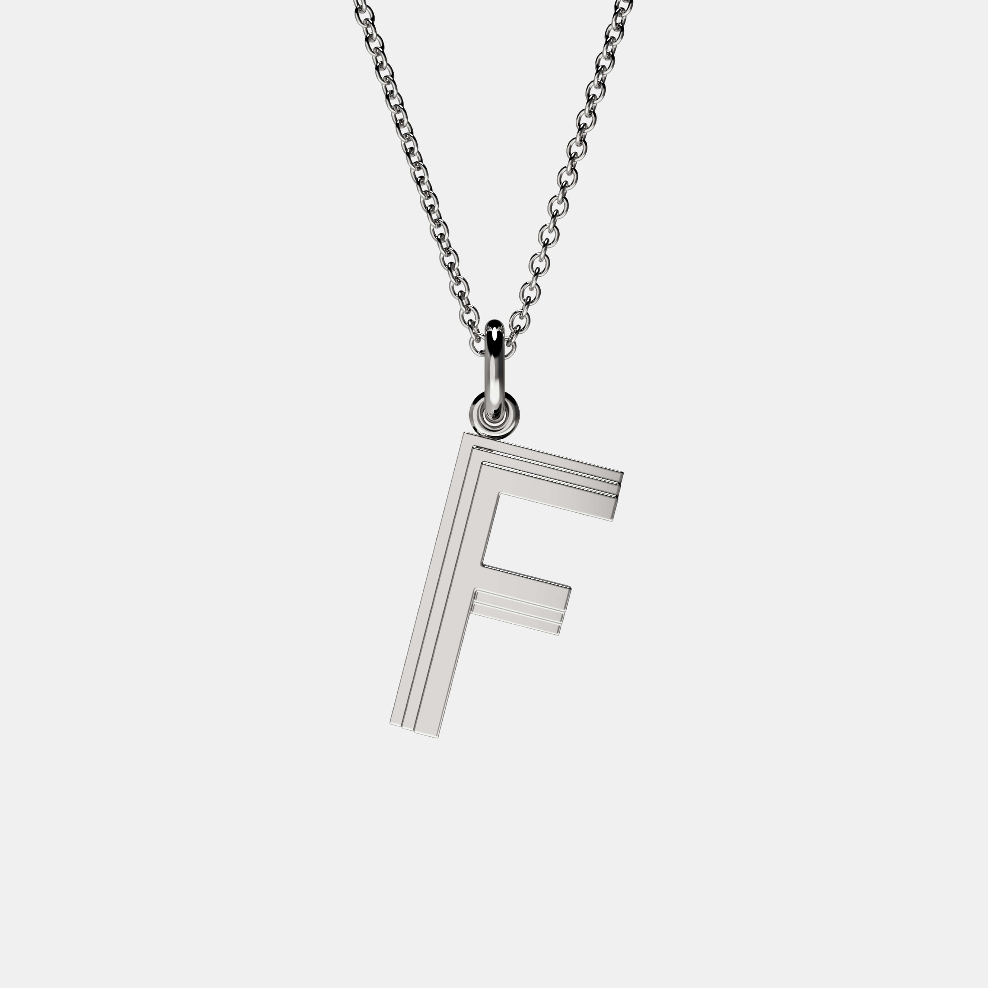 Contours Large Letter Pendant in White Gold
