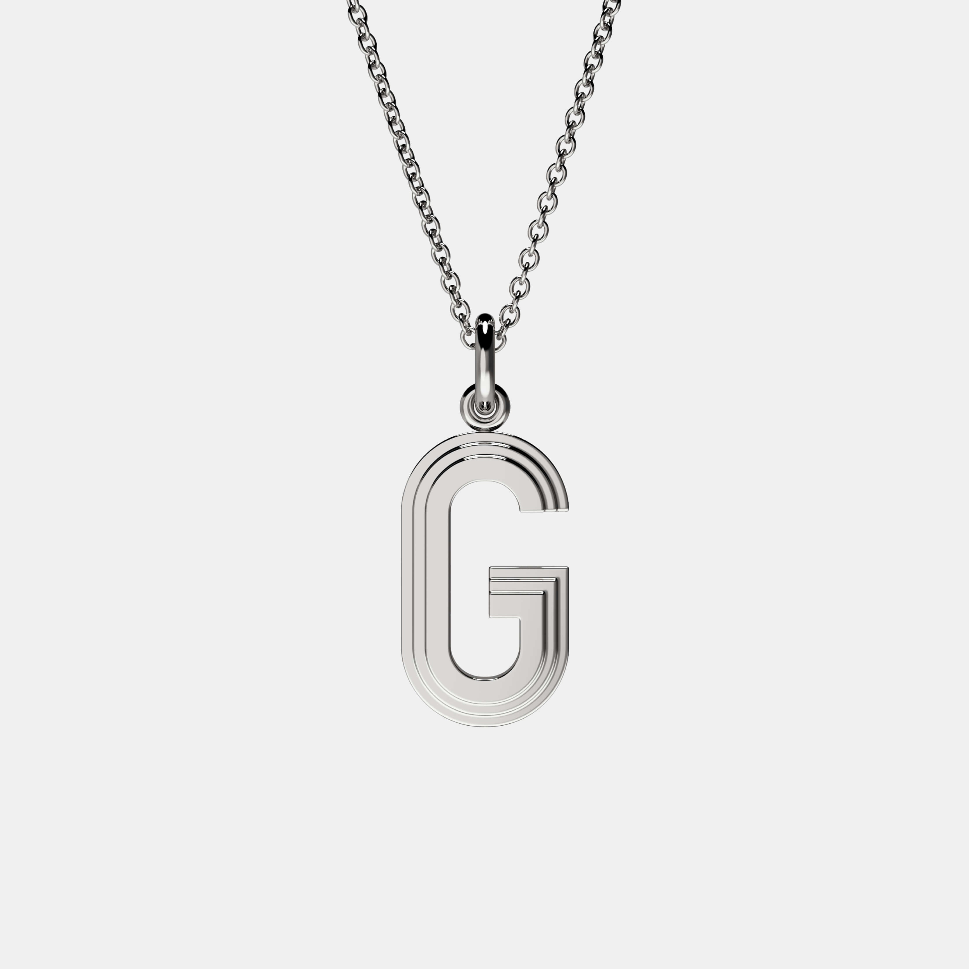 Contours Large Letter Pendant in White Gold