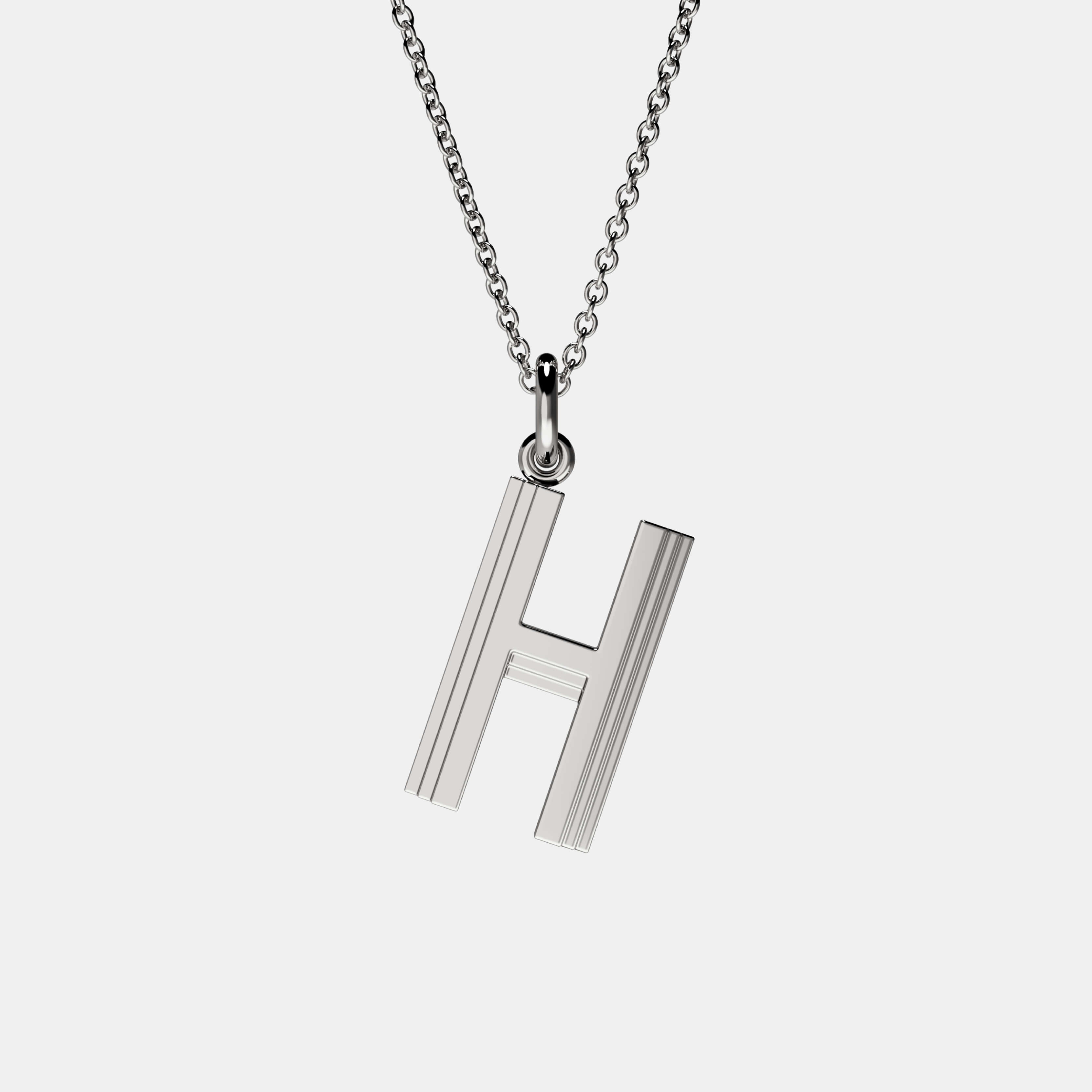 Contours Large Letter Pendant in White Gold