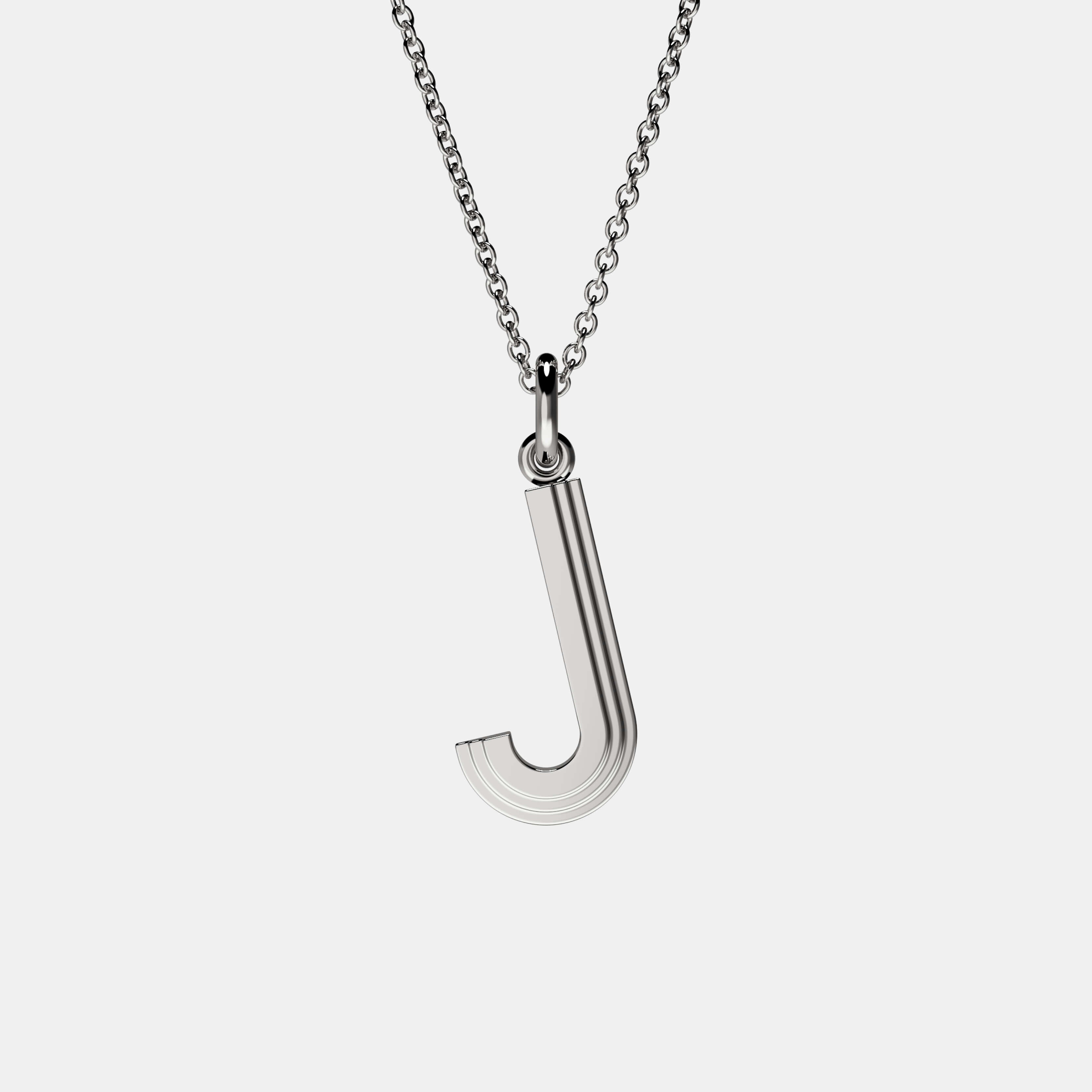 Contours Large Letter Pendant in White Gold