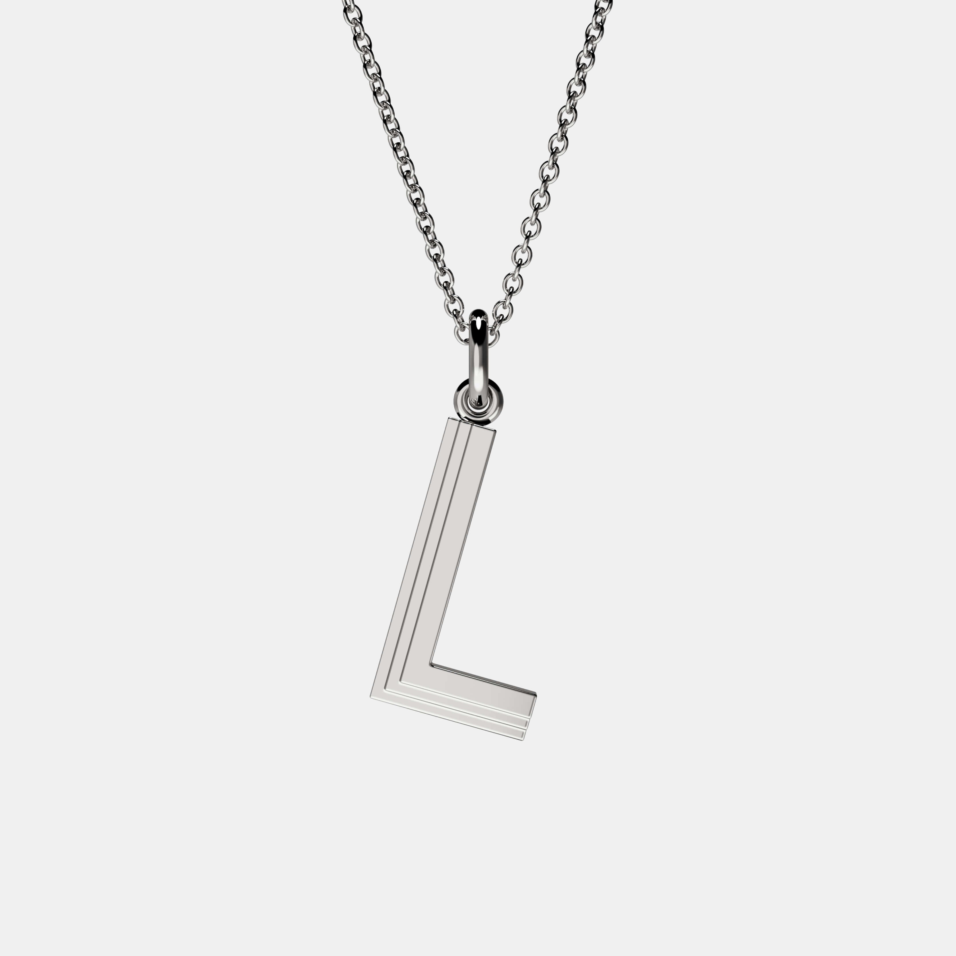 Contours Large Letter Pendant in White Gold
