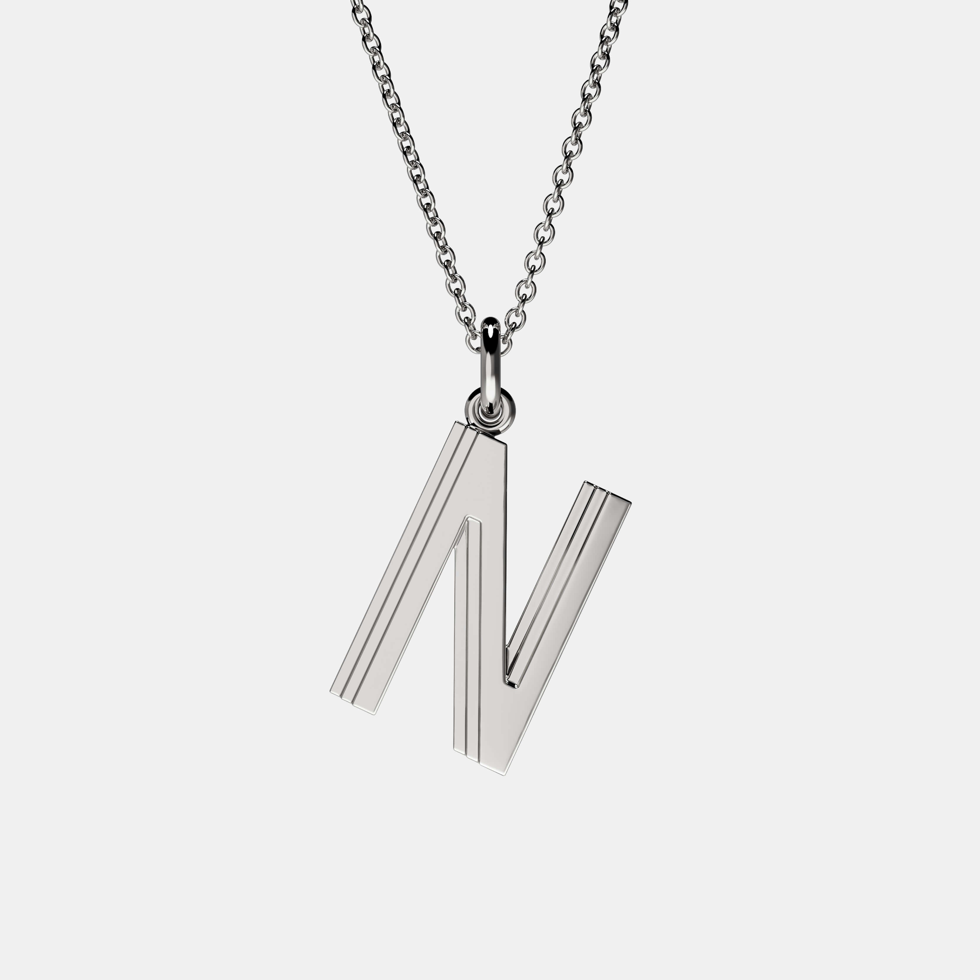 Contours Large Letter Pendant in White Gold