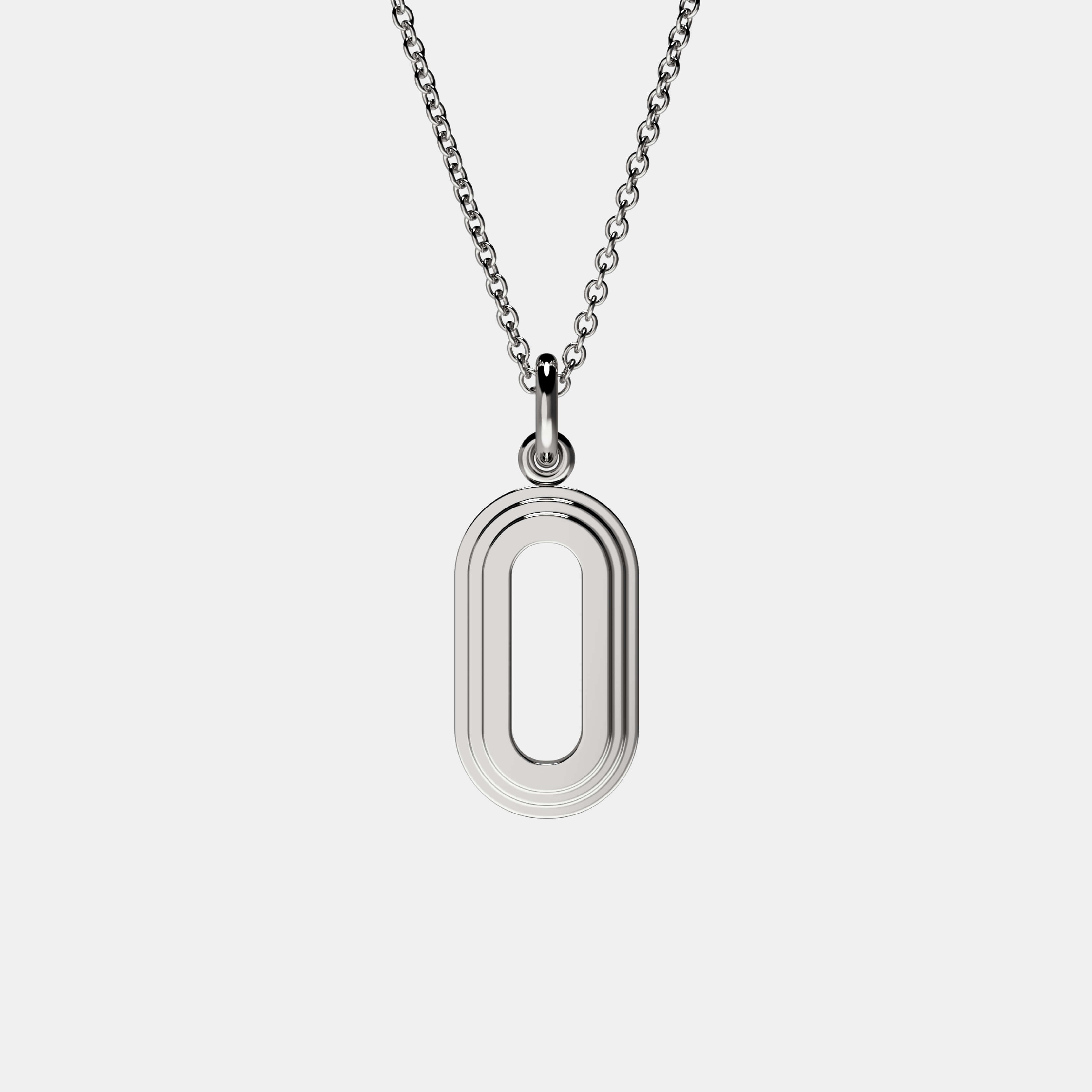 Contours Large Letter Pendant in White Gold