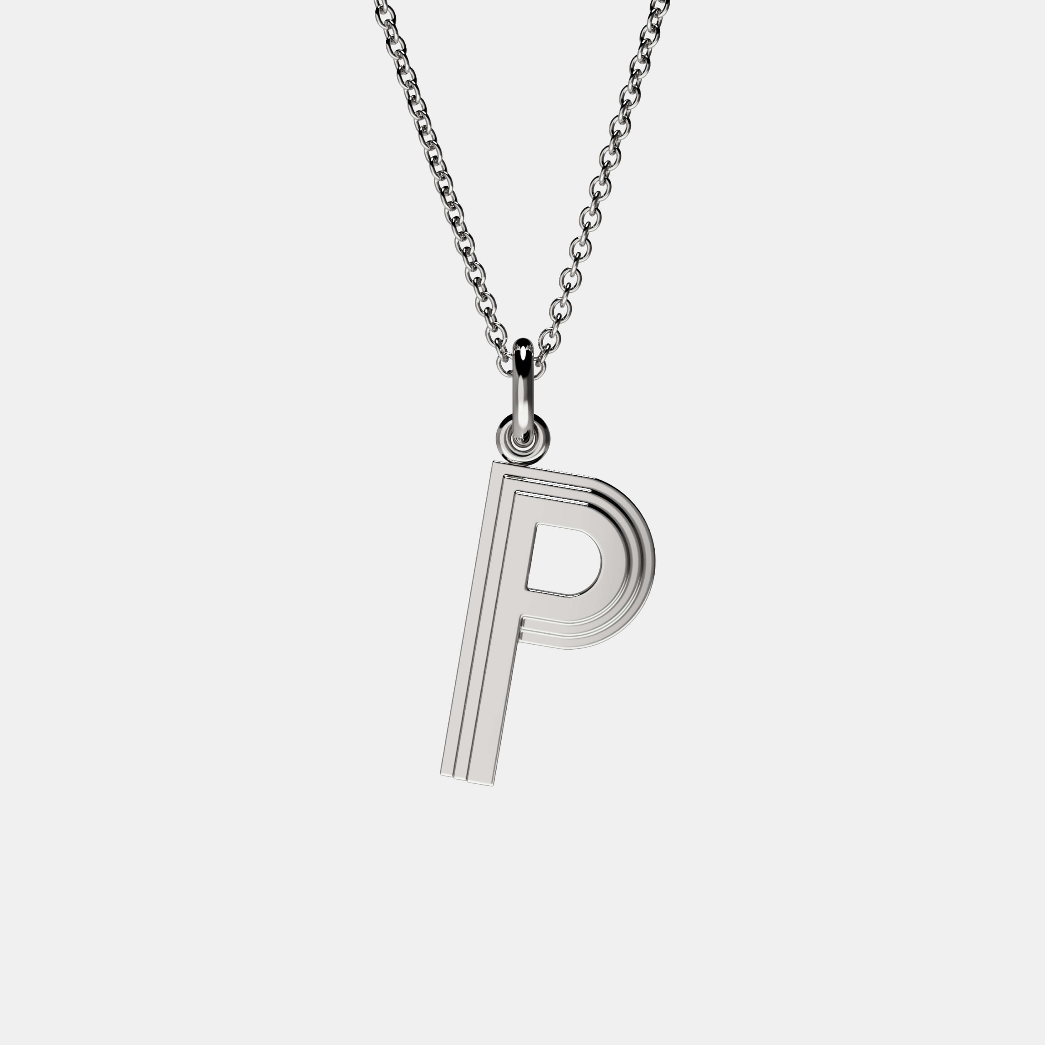 Contours Large Letter Pendant in White Gold
