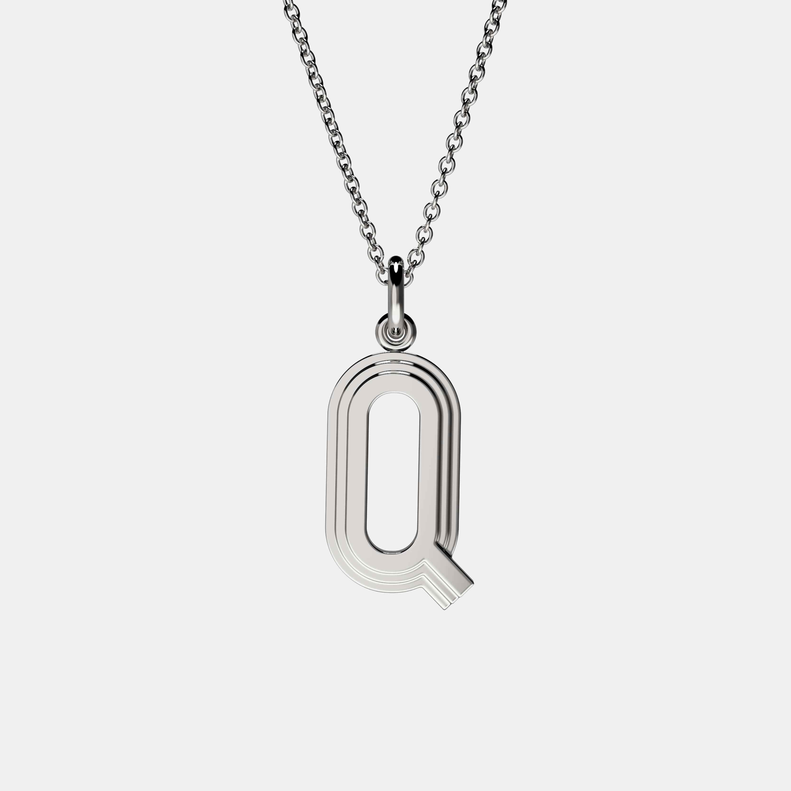 Contours Large Letter Pendant in White Gold