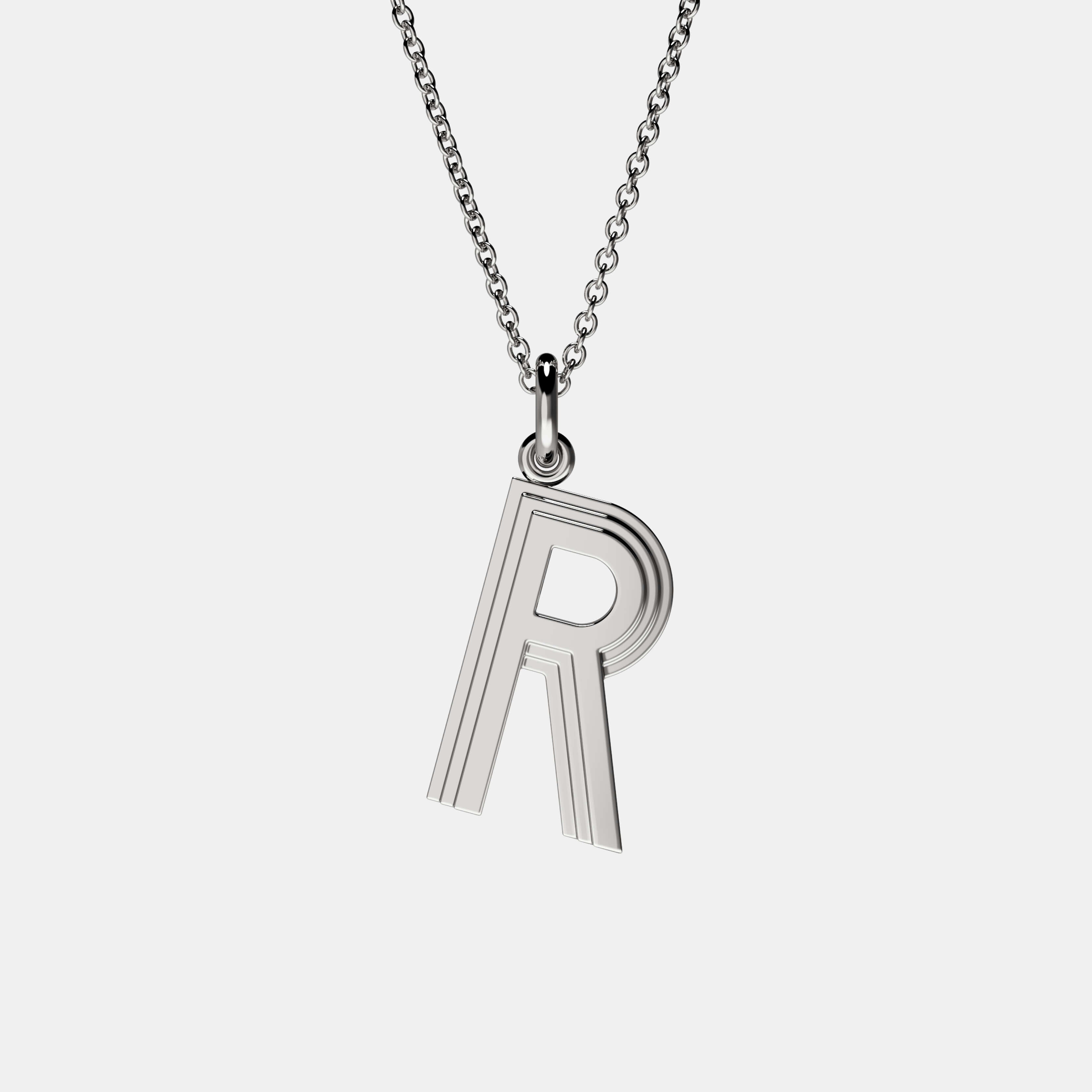 Contours Large Letter Pendant in White Gold