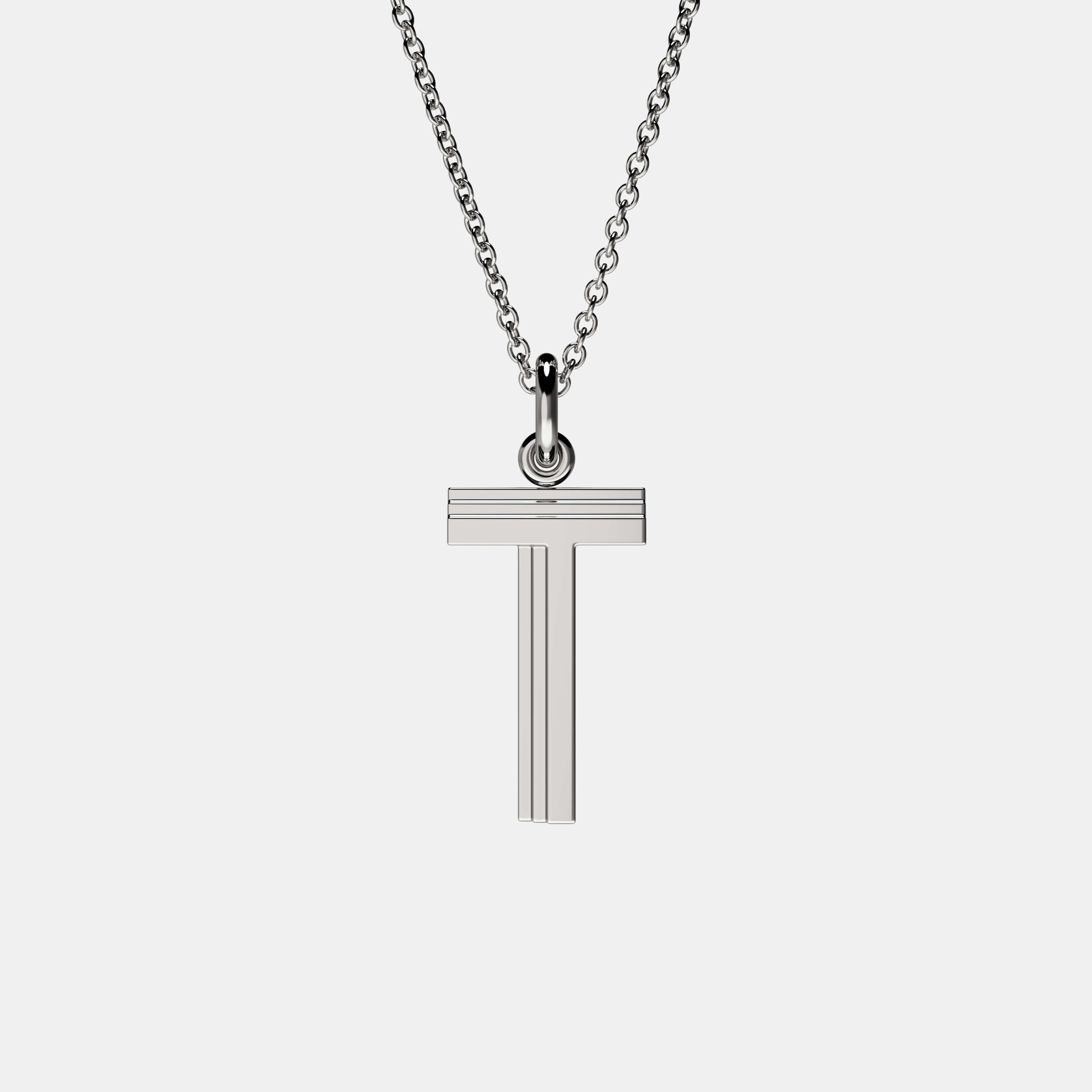 Contours Large Letter Pendant in White Gold