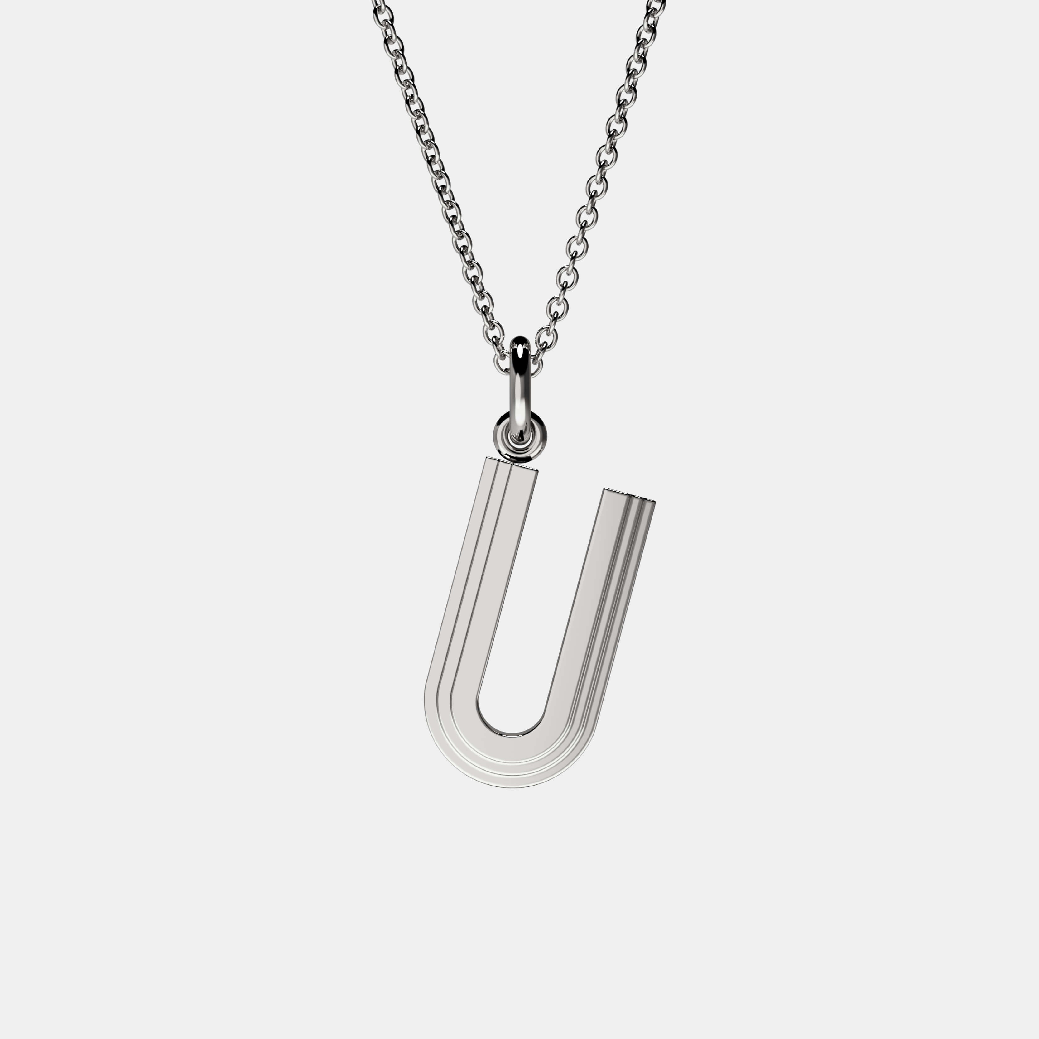 Contours Large Letter Pendant in White Gold
