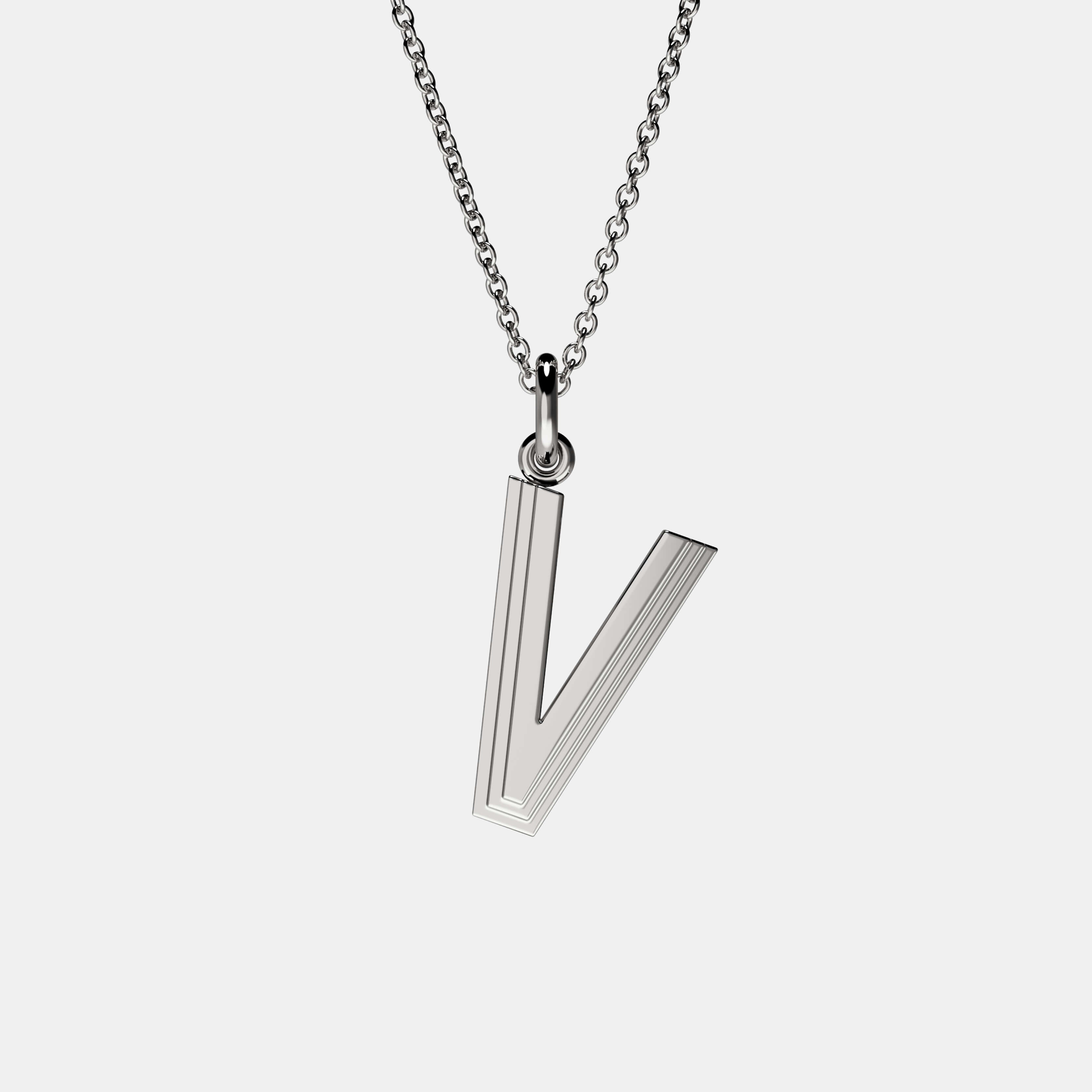 Contours Large Letter Pendant in White Gold