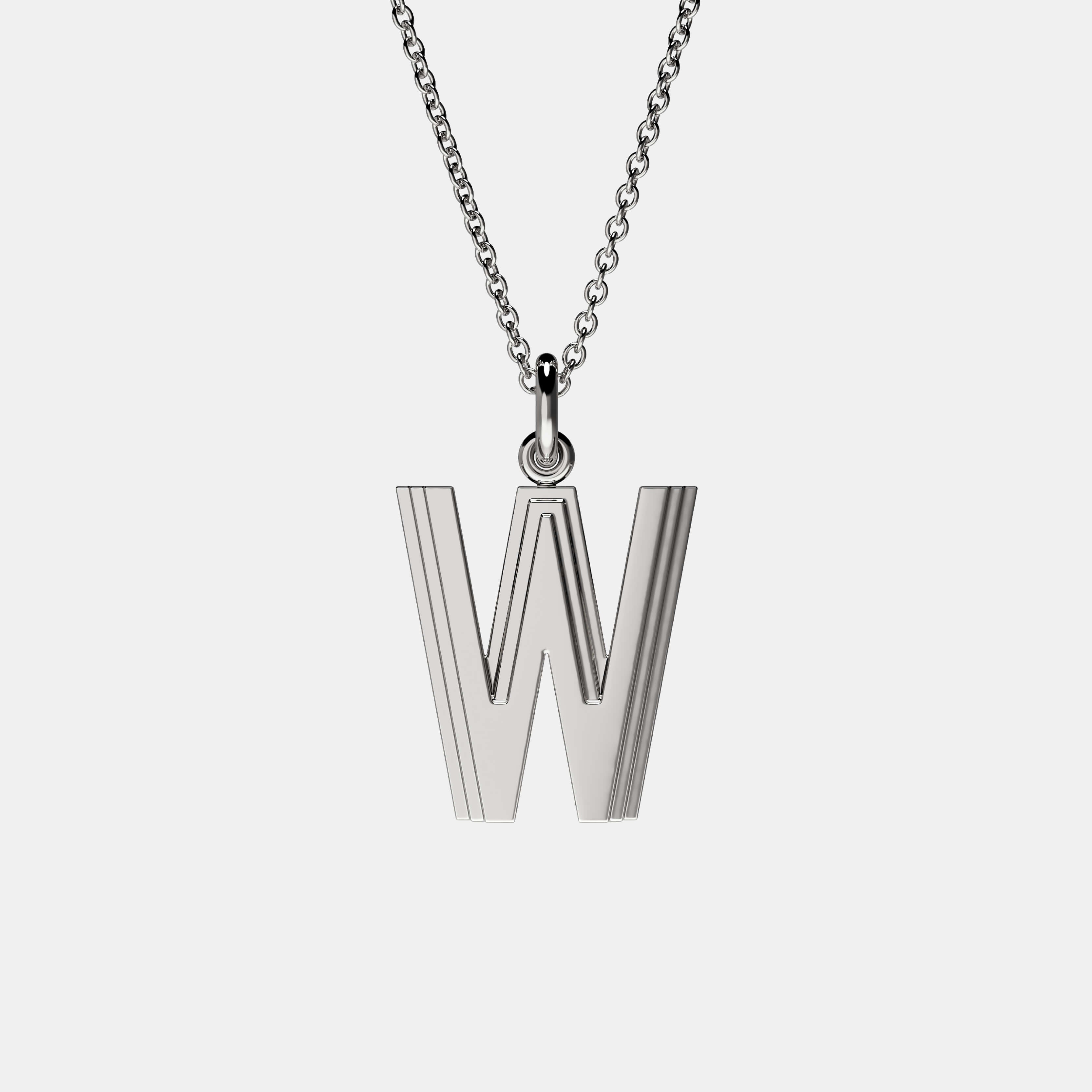 Contours Large Letter Pendant in White Gold